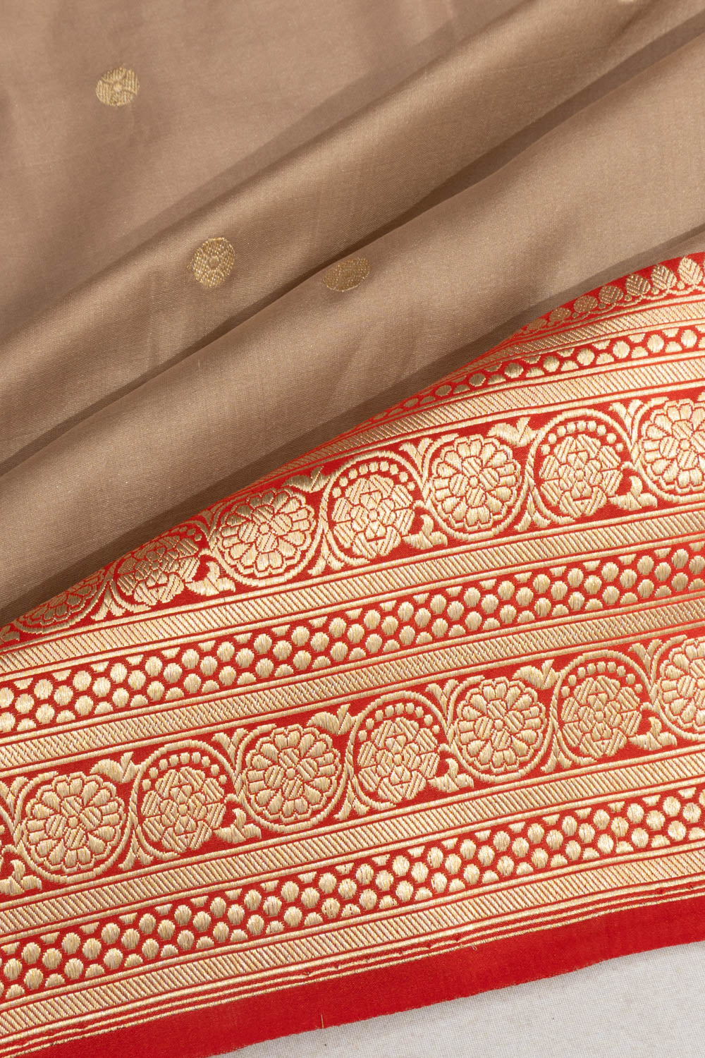 Banarasi Satin Butta Brown Saree