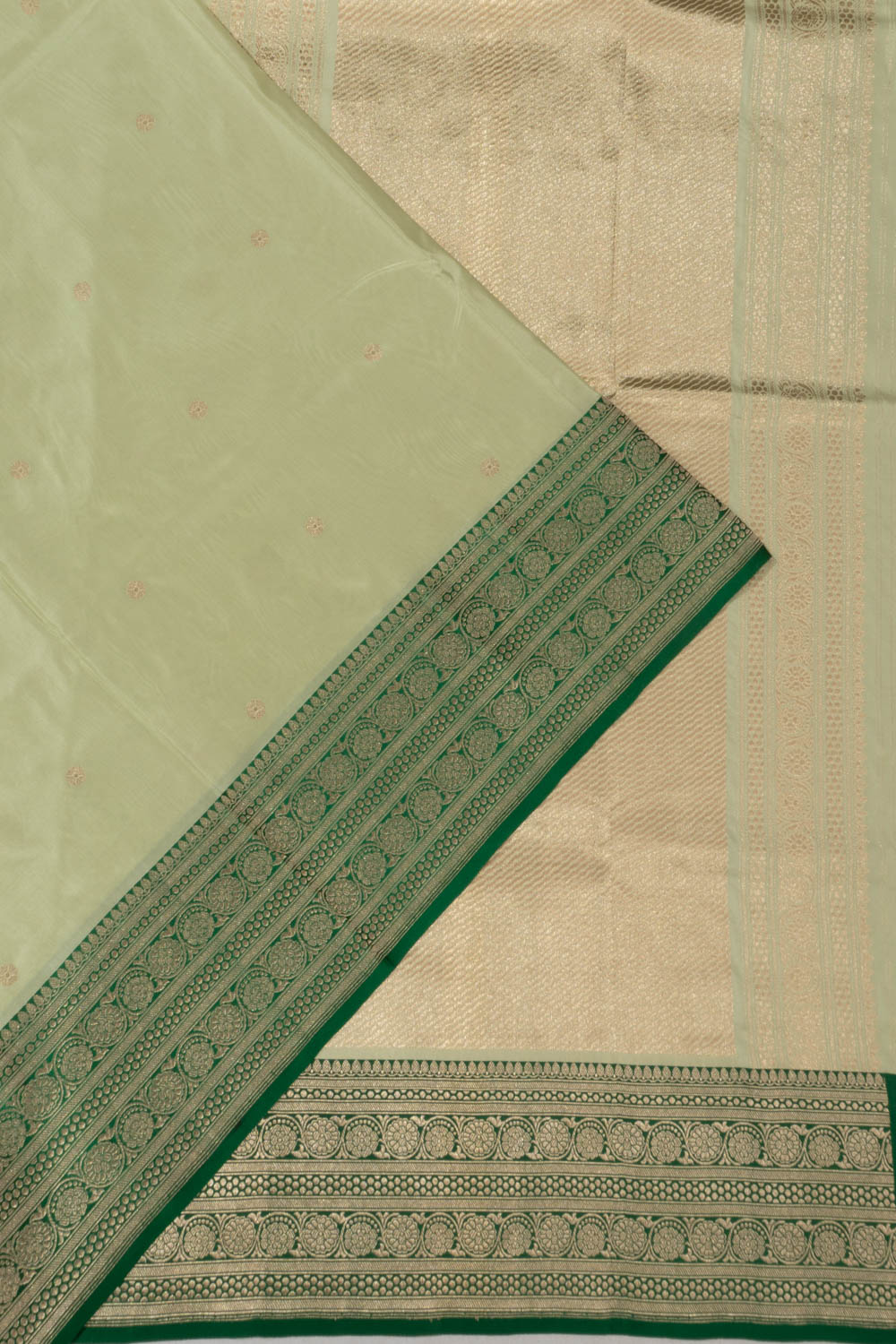 Banarasi Satin Butta Pastel Green Saree