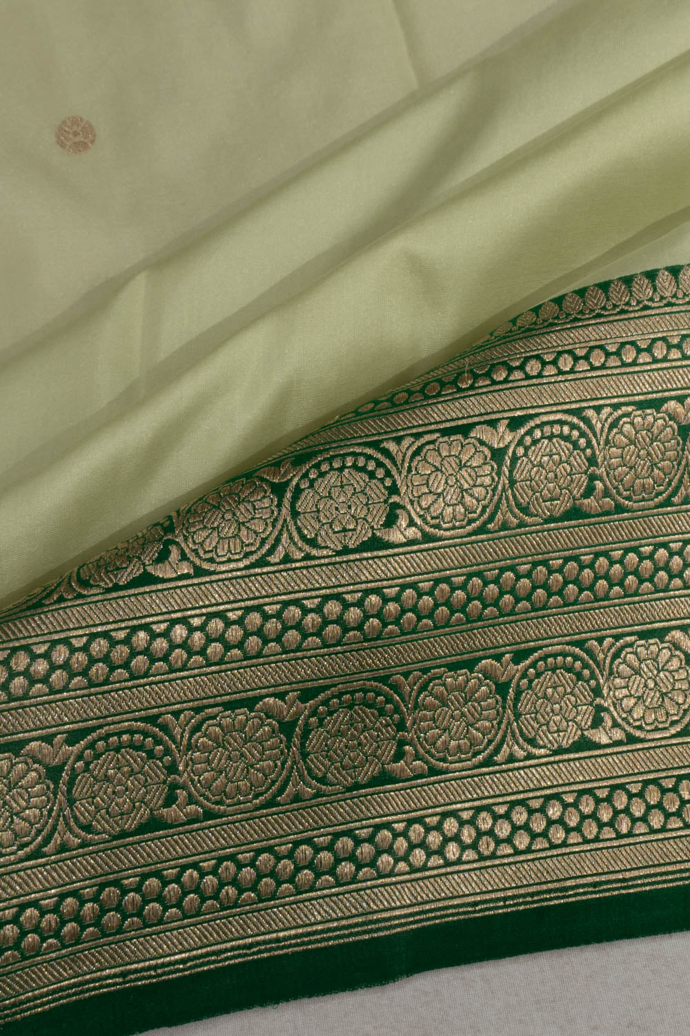 Banarasi Satin Butta Pastel Green Saree