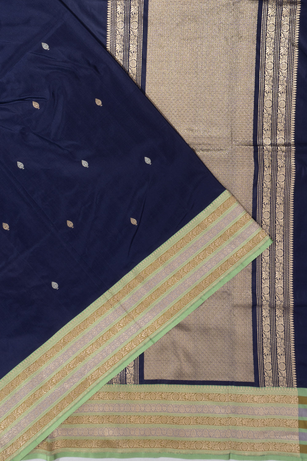 Banarasi Satin Butta Navy Blue Saree