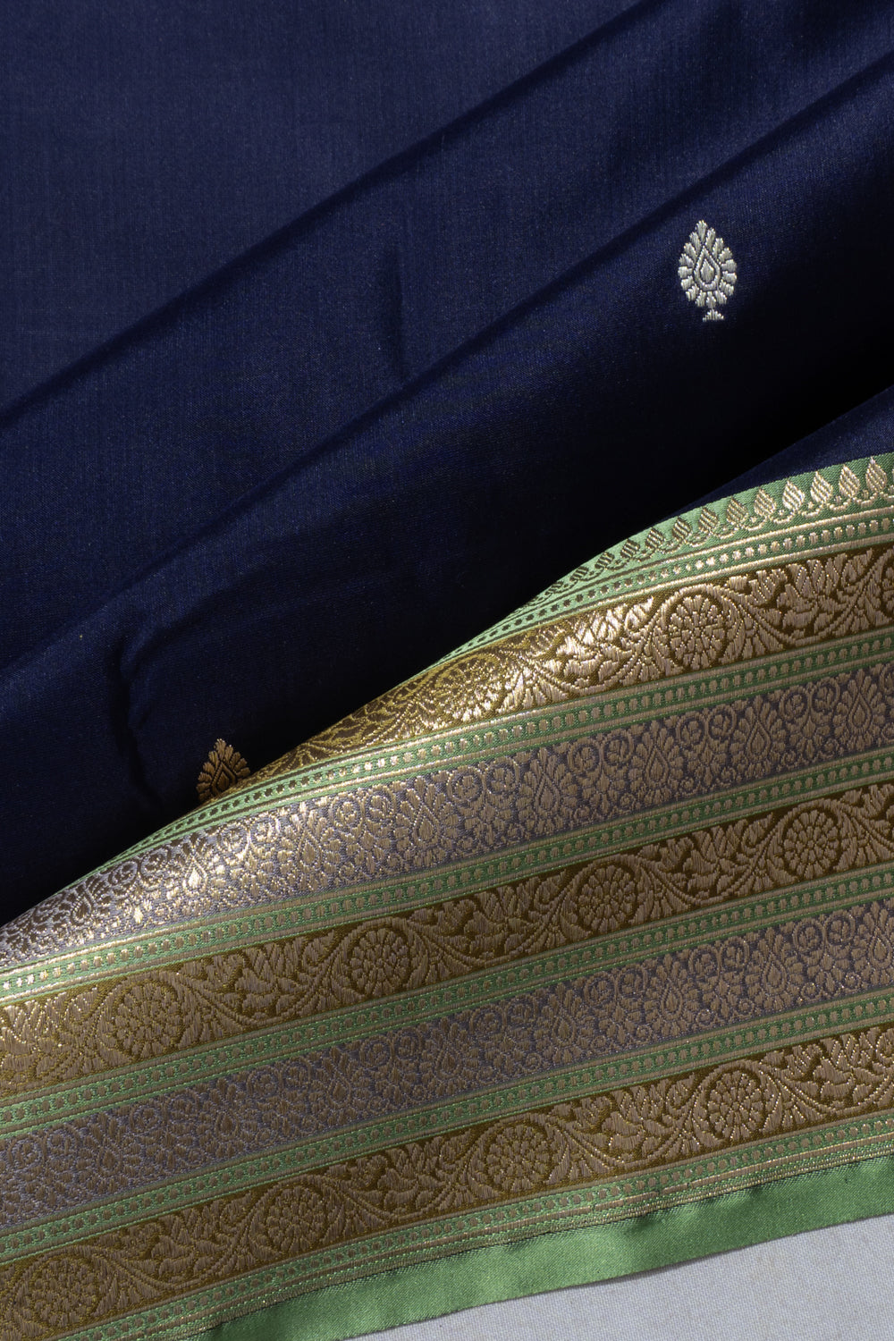 Banarasi Satin Butta Navy Blue Saree