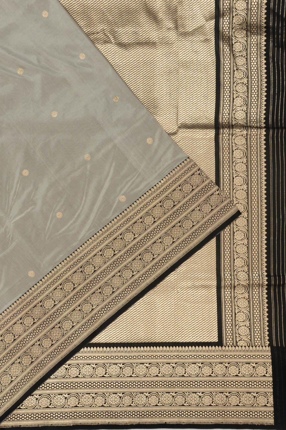 Banarasi Satin Butta Grey Saree