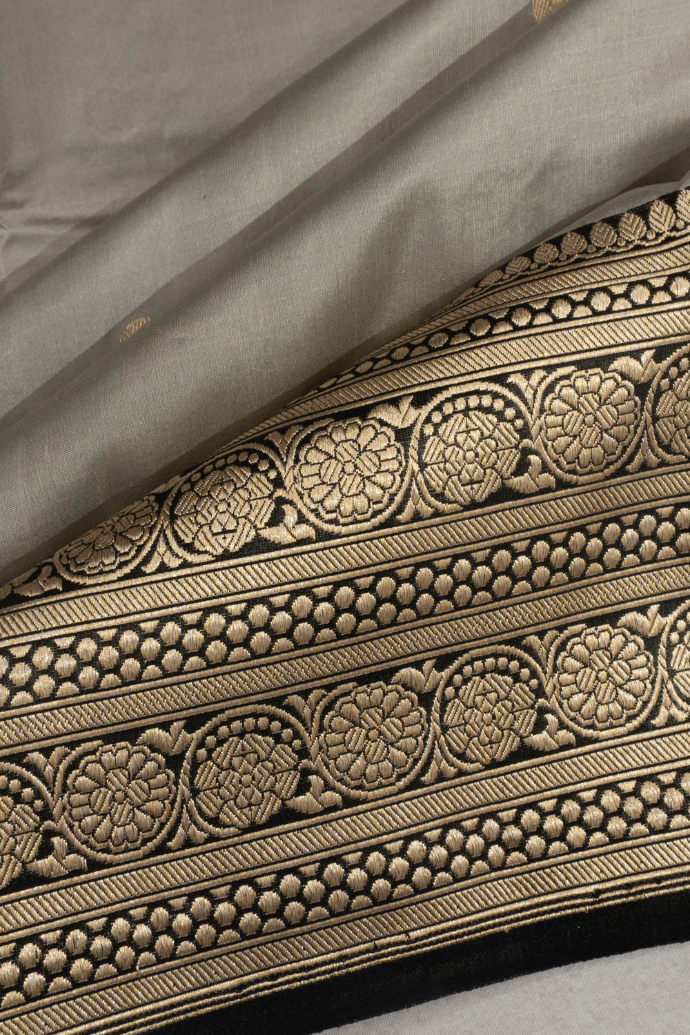 Banarasi Satin Butta Grey Saree