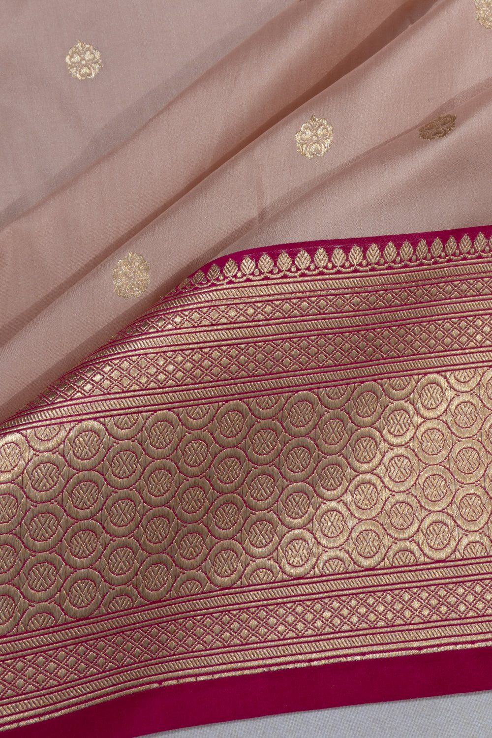 Banarasi Satin Butta Peach Saree