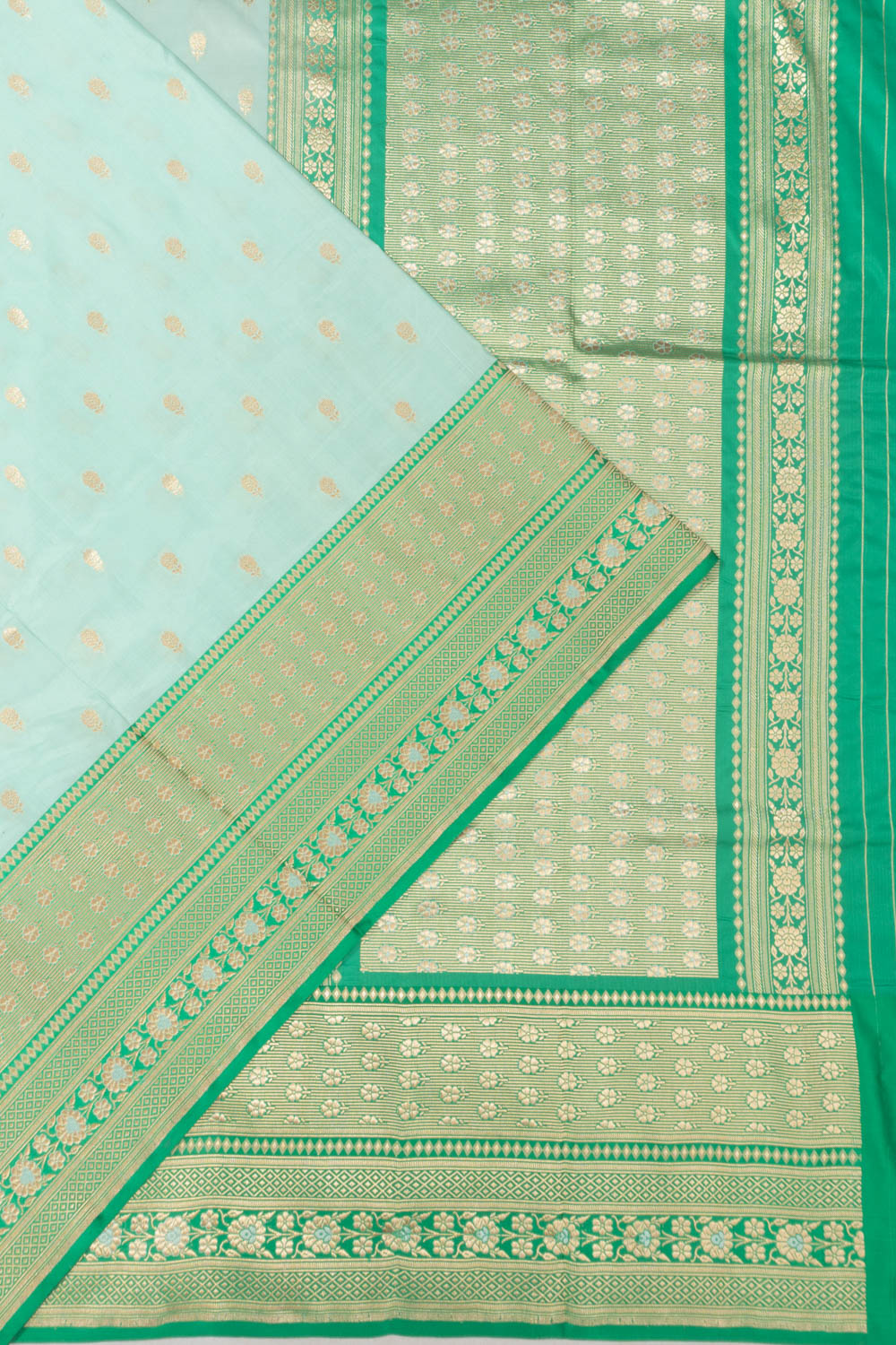 Banarasi Satin Butta Sea Green Saree