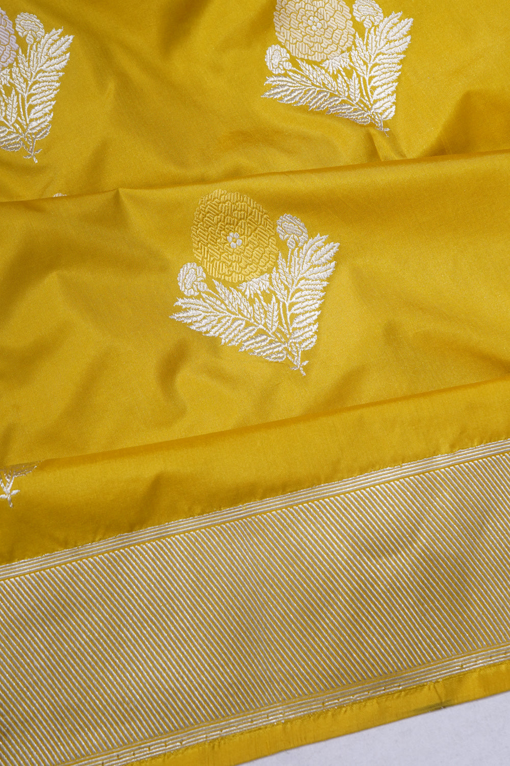 Banarasi Silk Butta Yellow Saree