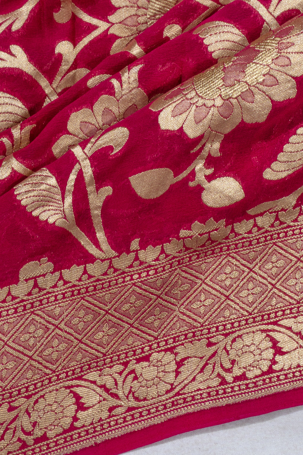 Banarasi Georgette Jaal Rani Pink Saree