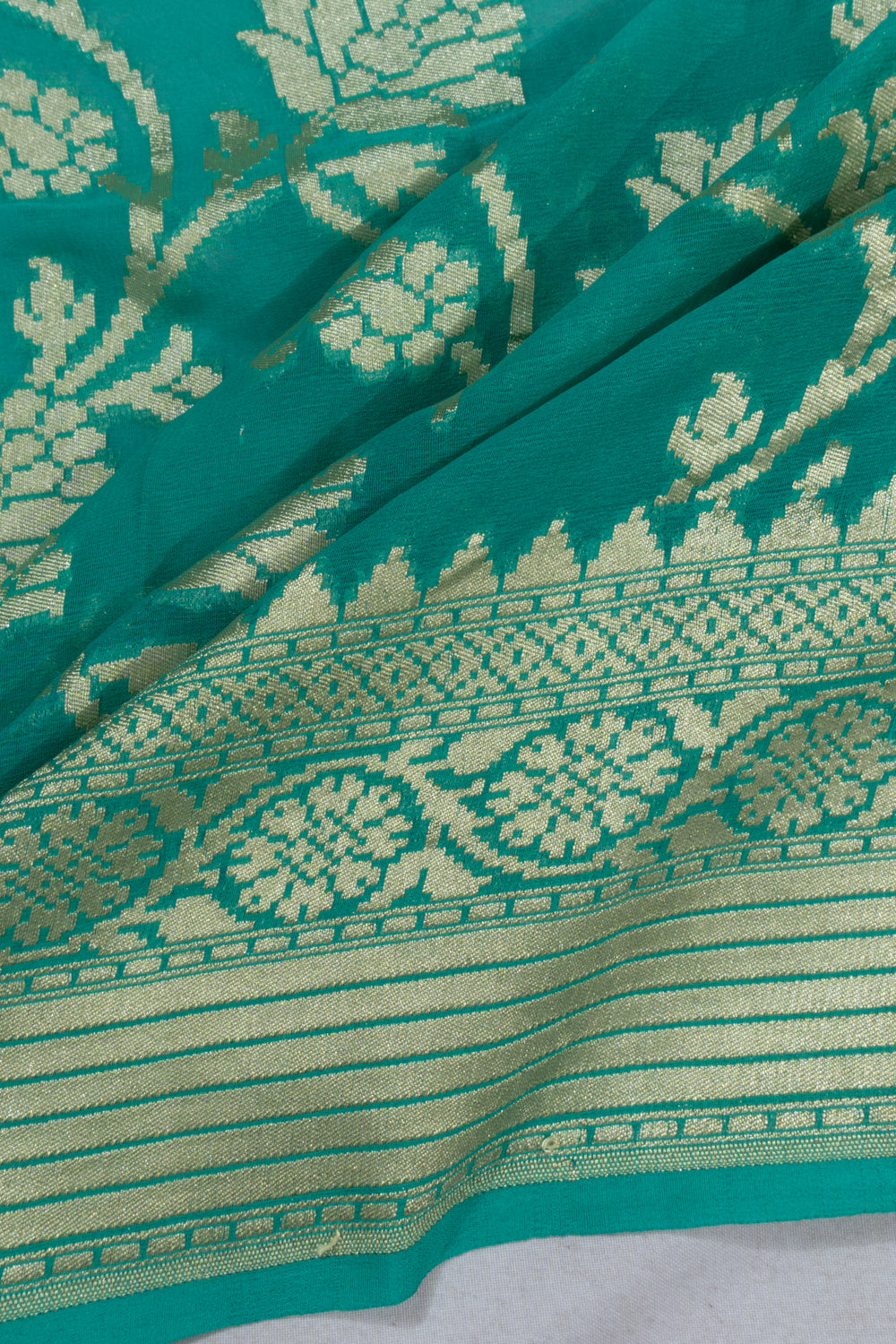 Banarasi Georgette Jaal Green Saree