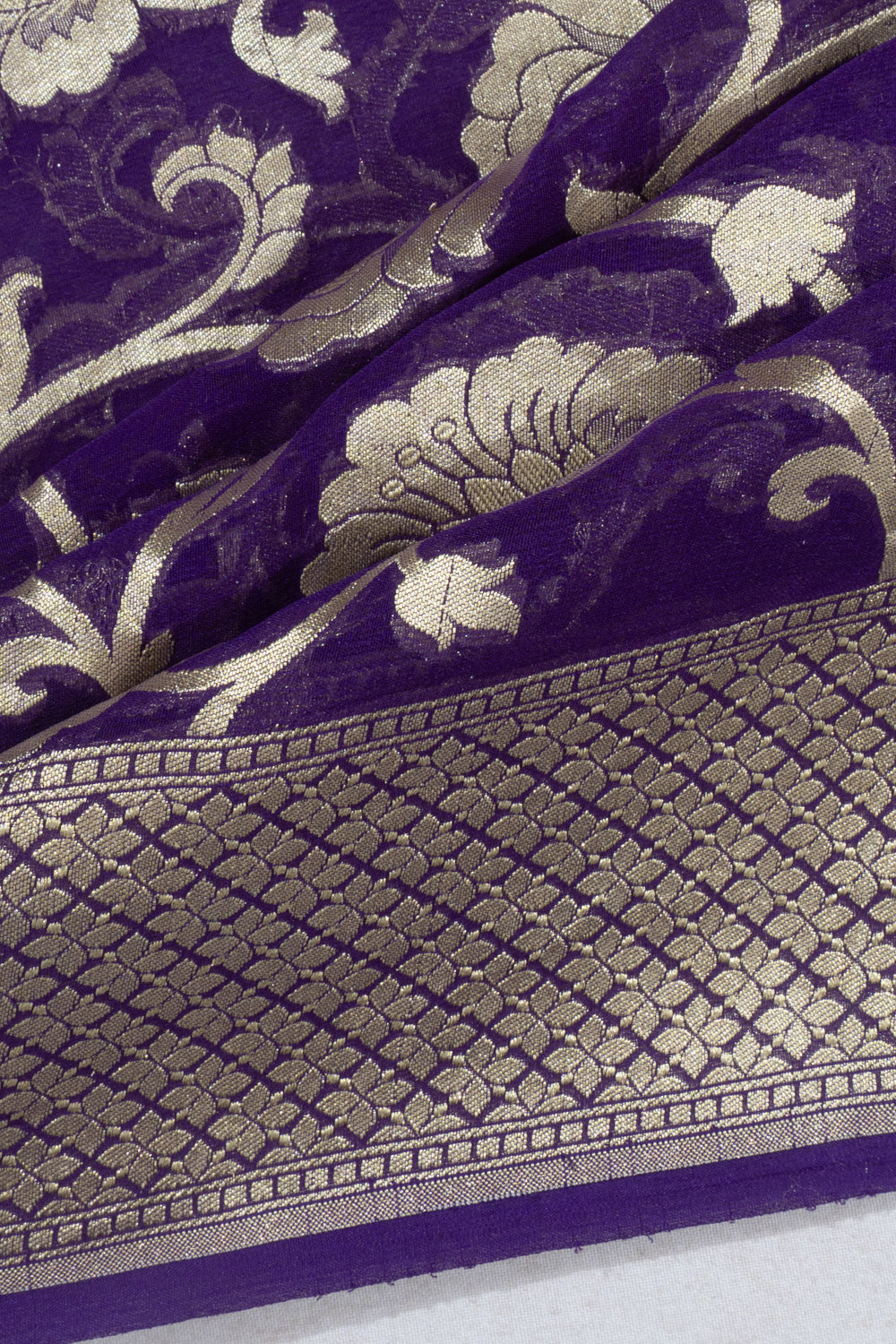 Banarasi Georgette Jaal Violet Saree