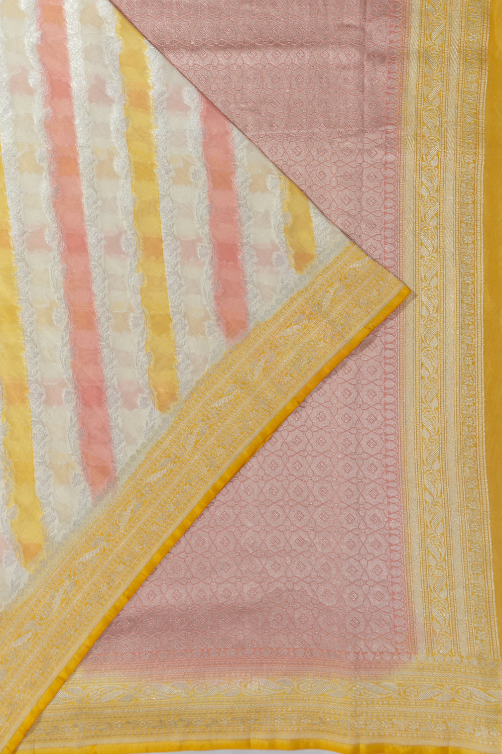 Banarasi Georgette Jaal Pastel Yellow Saree