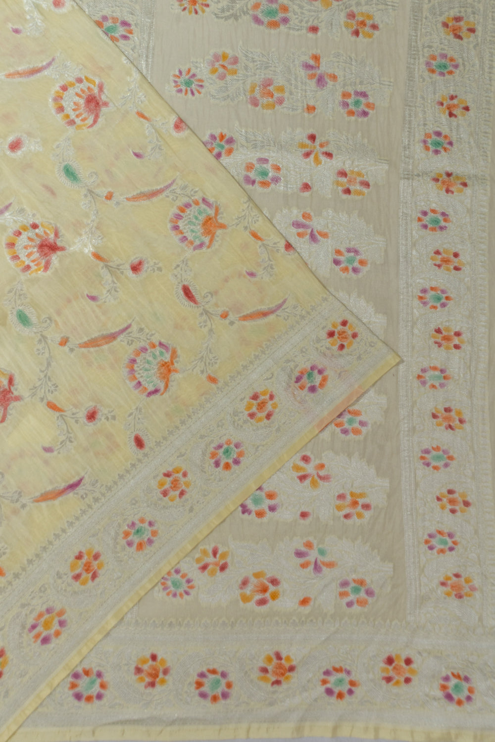 Banarasi Georgette Jaal Pastel Yellow Saree