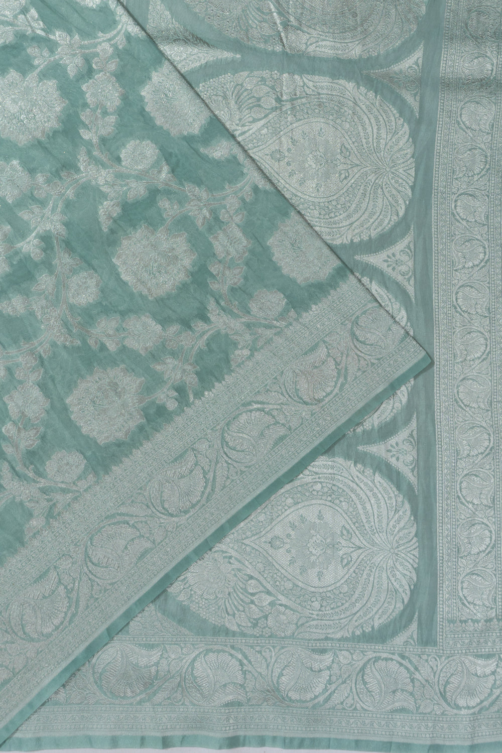 Banarasi Georgette Jaal Pastel Green Saree