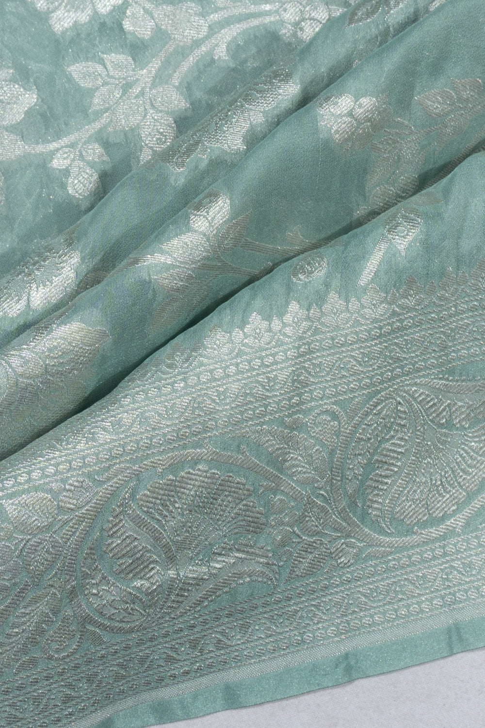 Banarasi Georgette Jaal Pastel Green Saree