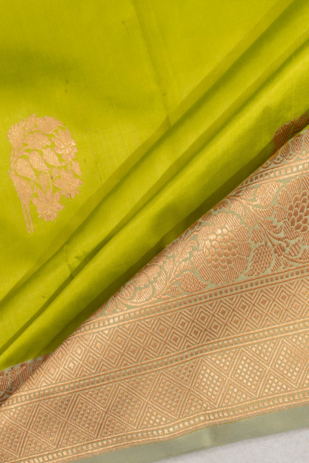 Banarasi Silk Butta Mehendi Green Saree