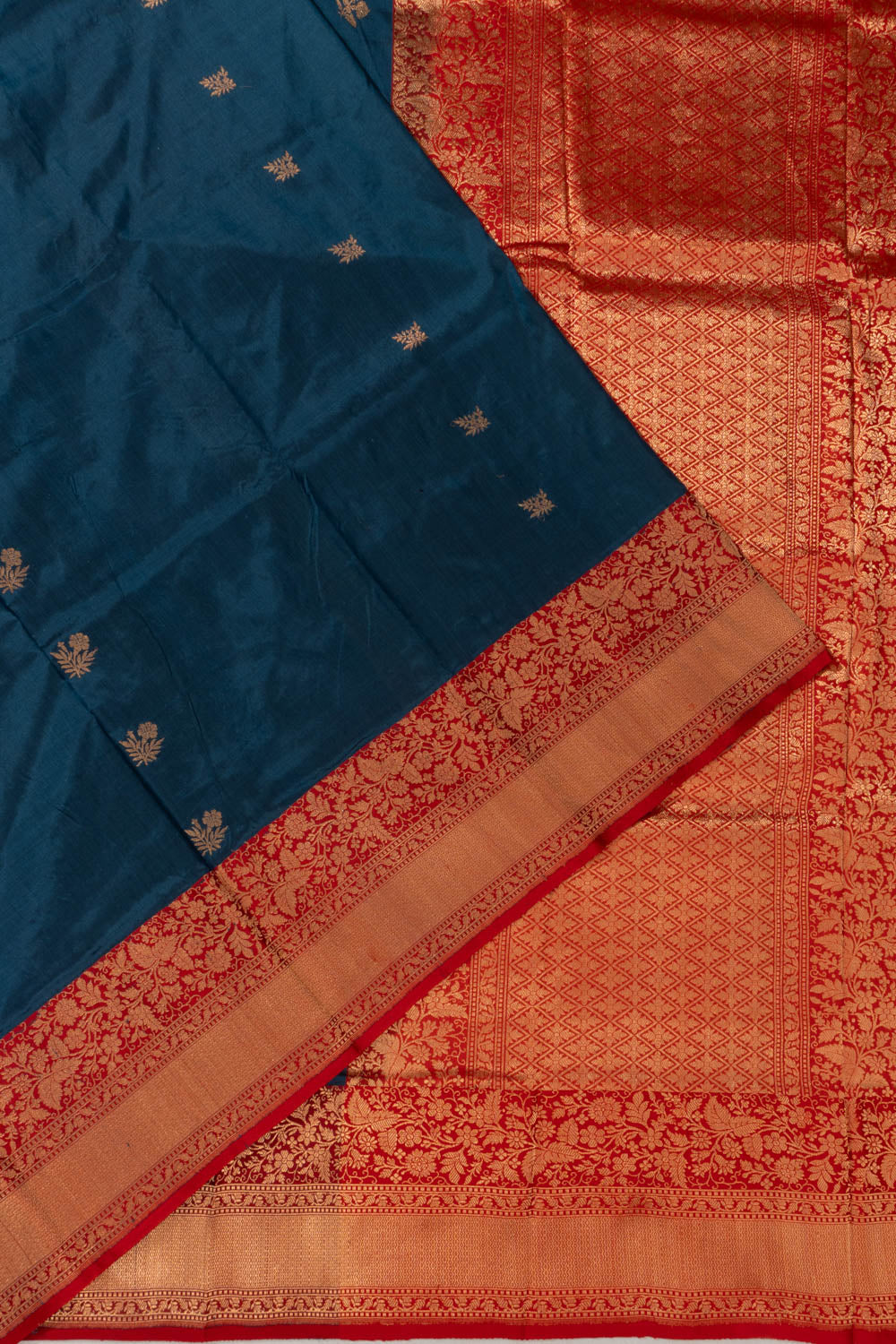 Banarasi Silk Butta Teal Blue Saree