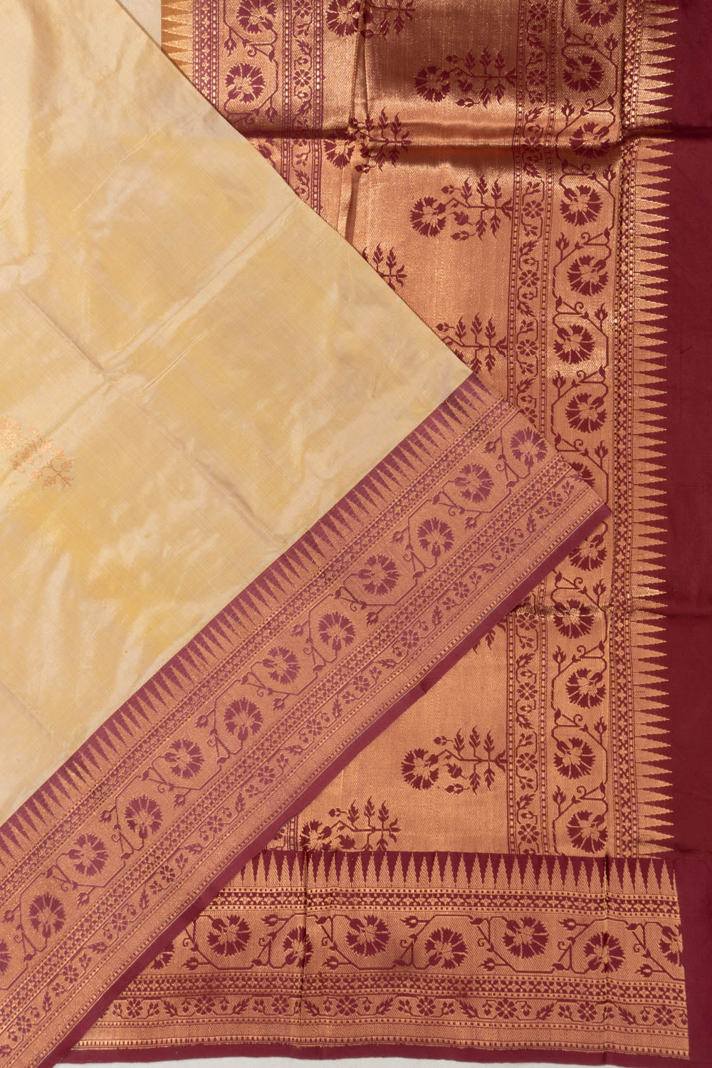 Banarasi Silk Butta Cream Saree