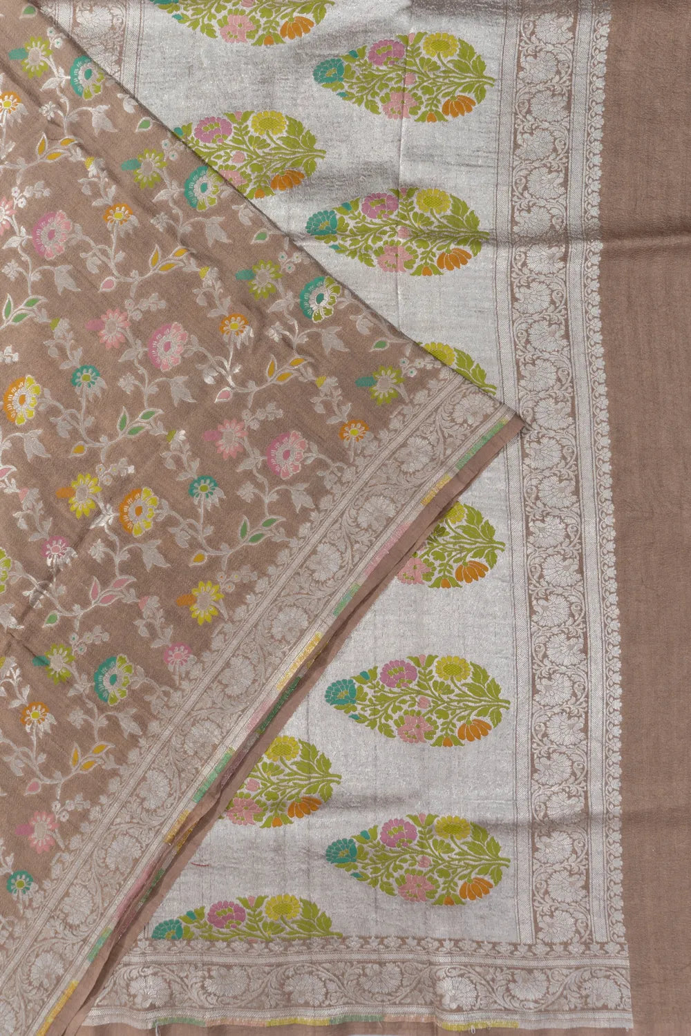 Banarasi Tussar Georgette Jaal Snuff Saree