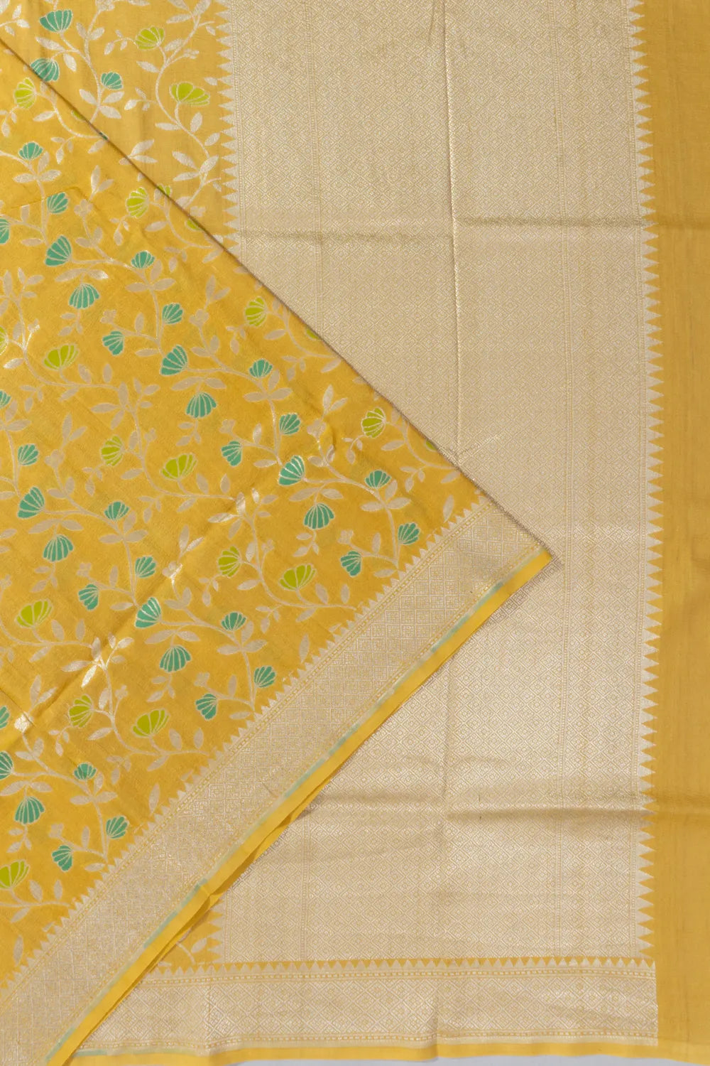 Banarasi Tussar Georgette Jaal Yellow Saree