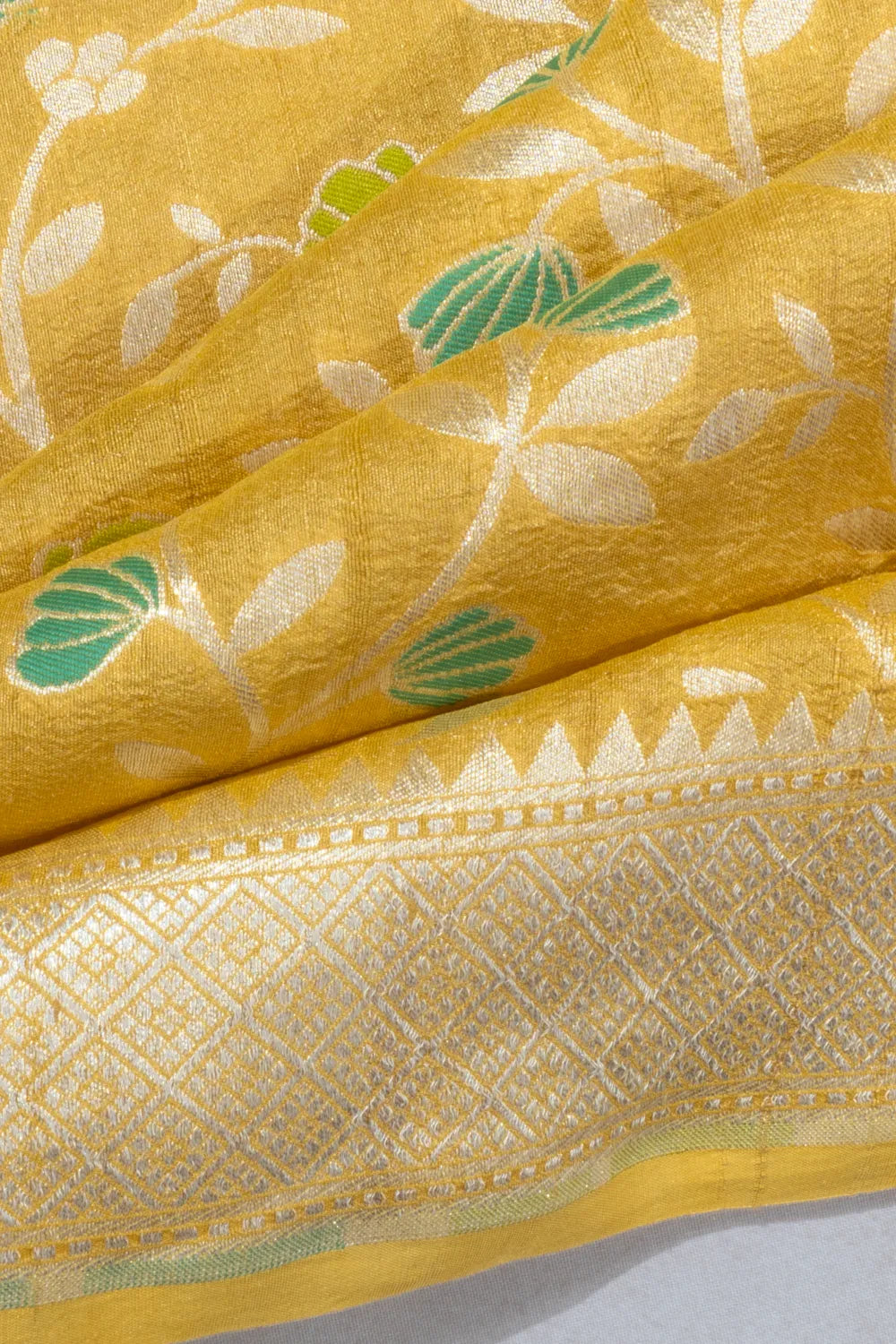 Banarasi Tussar Georgette Jaal Yellow Saree