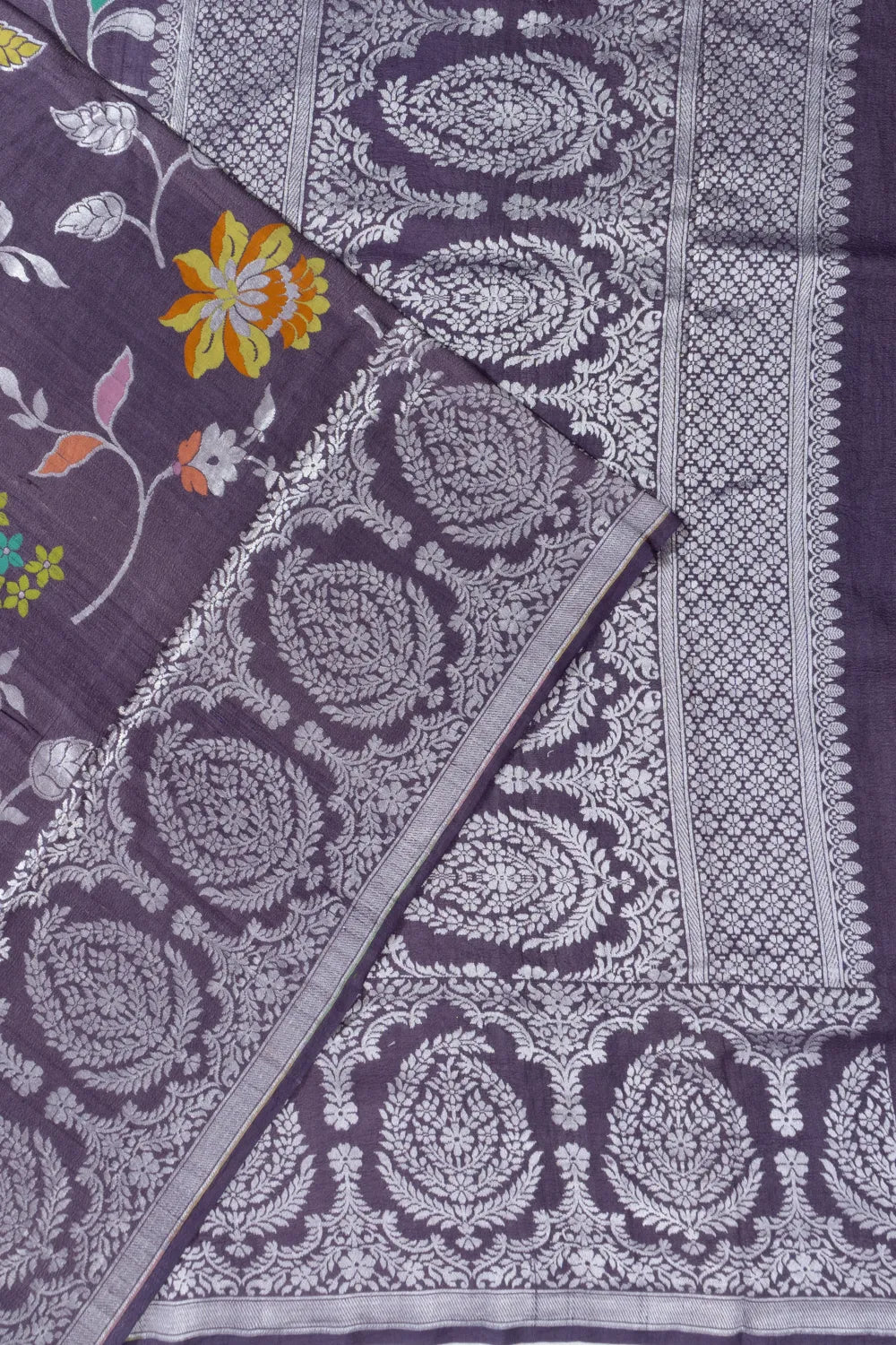 Banarasi Tussar Georgette Brocade Violet Saree