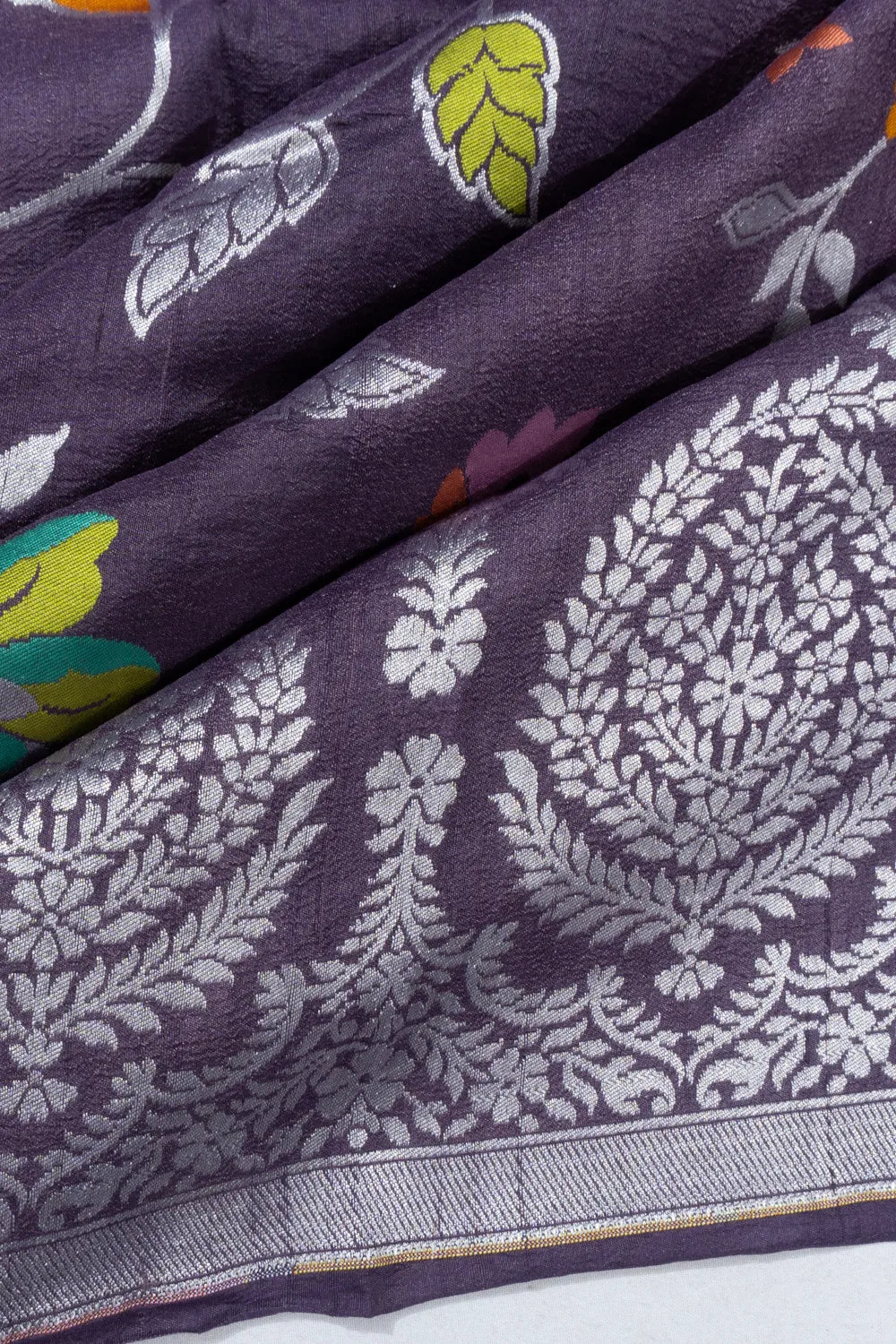 Banarasi Tussar Georgette Brocade Violet Saree
