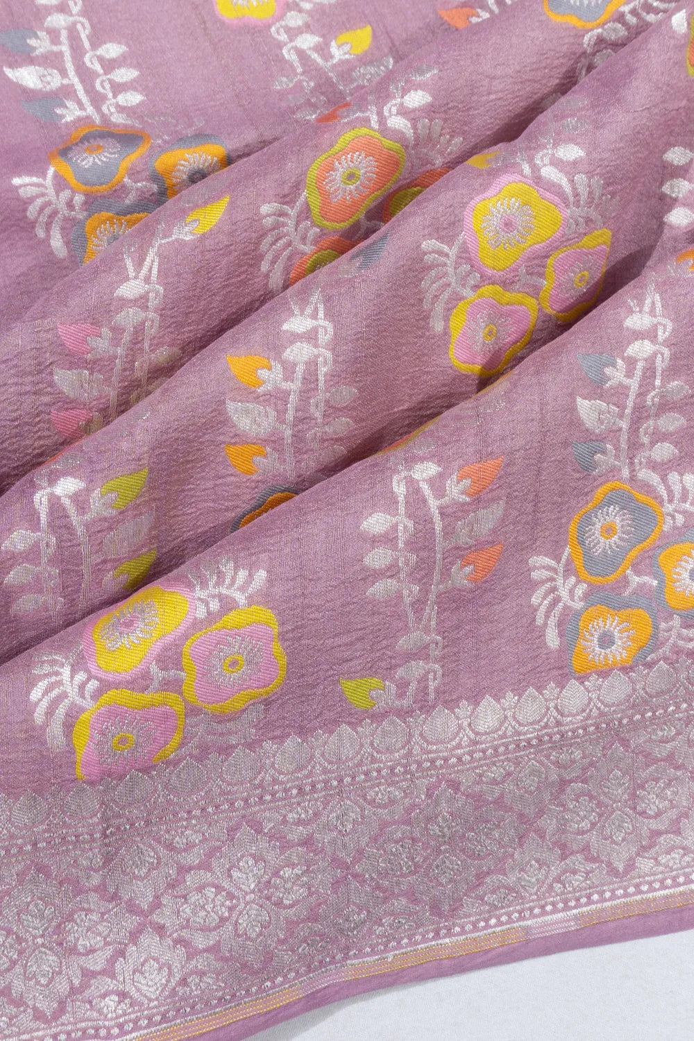 Banarasi Tussar Georgette Jaal Lilac Saree