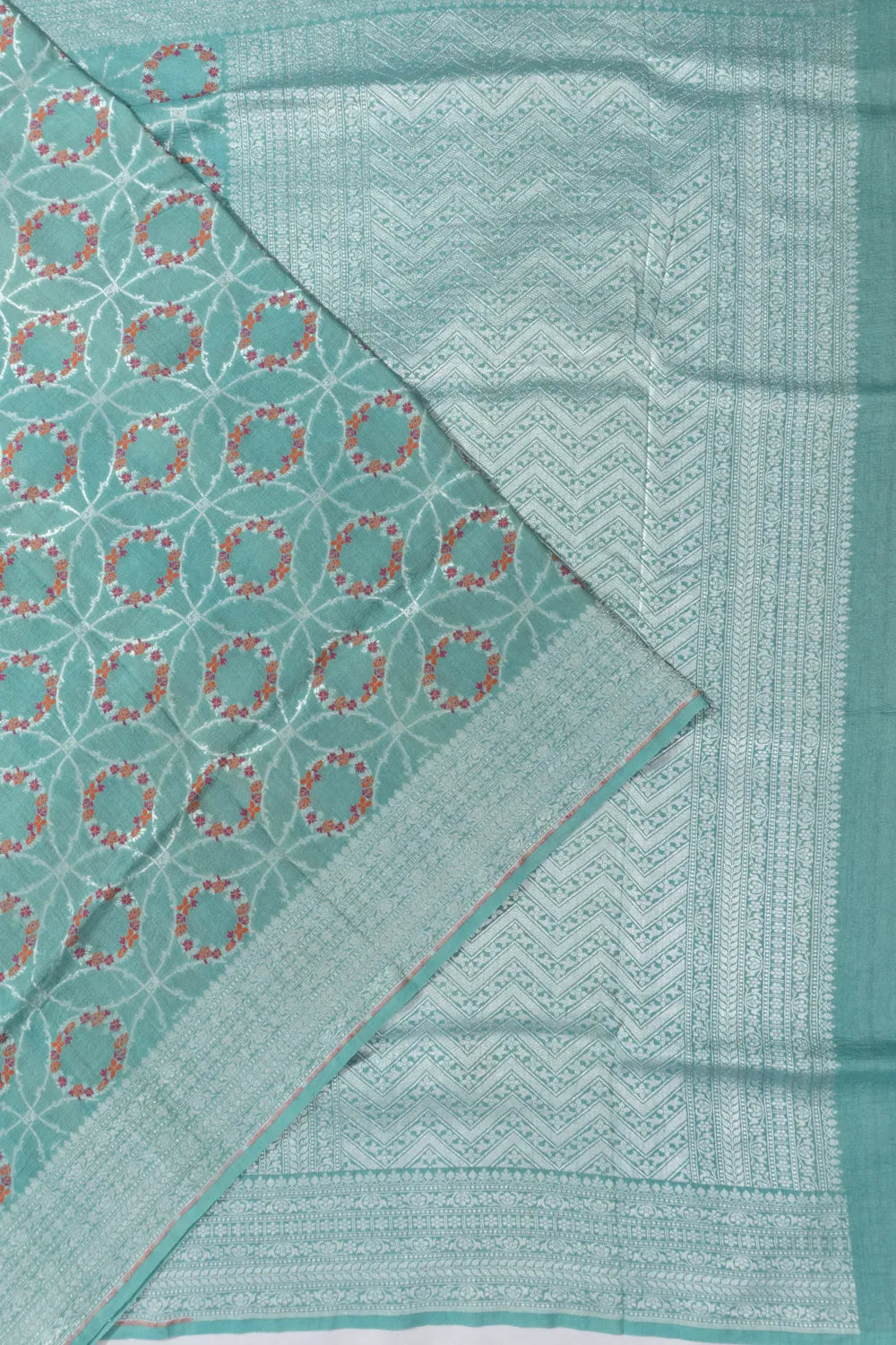 Banarasi Tussar Georgette Jaal Sea Blue Saree