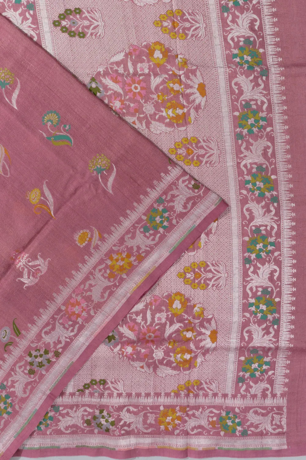 Banarasi Tussar Georgette Brocade Pink Saree