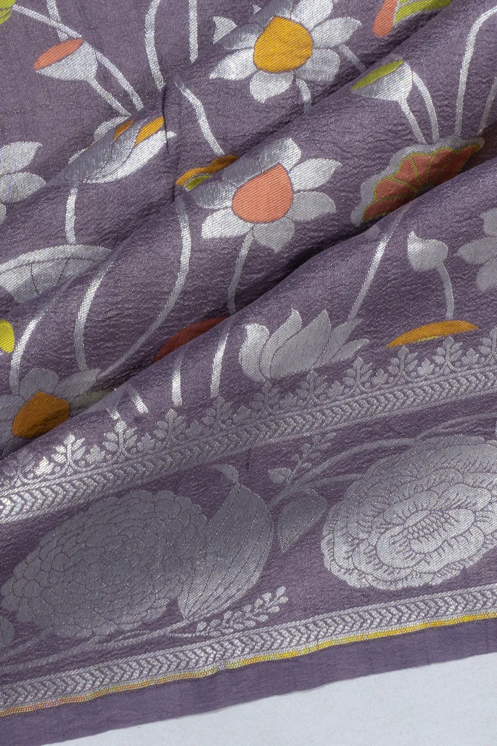 Banarasi Tussar Georgette Jaal Lilac Saree