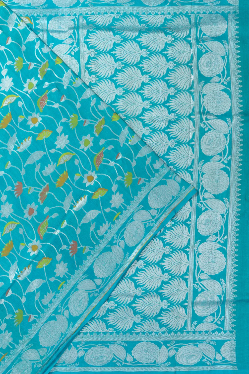 Banarasi Tussar Georgette Jaal Sky Blue Saree