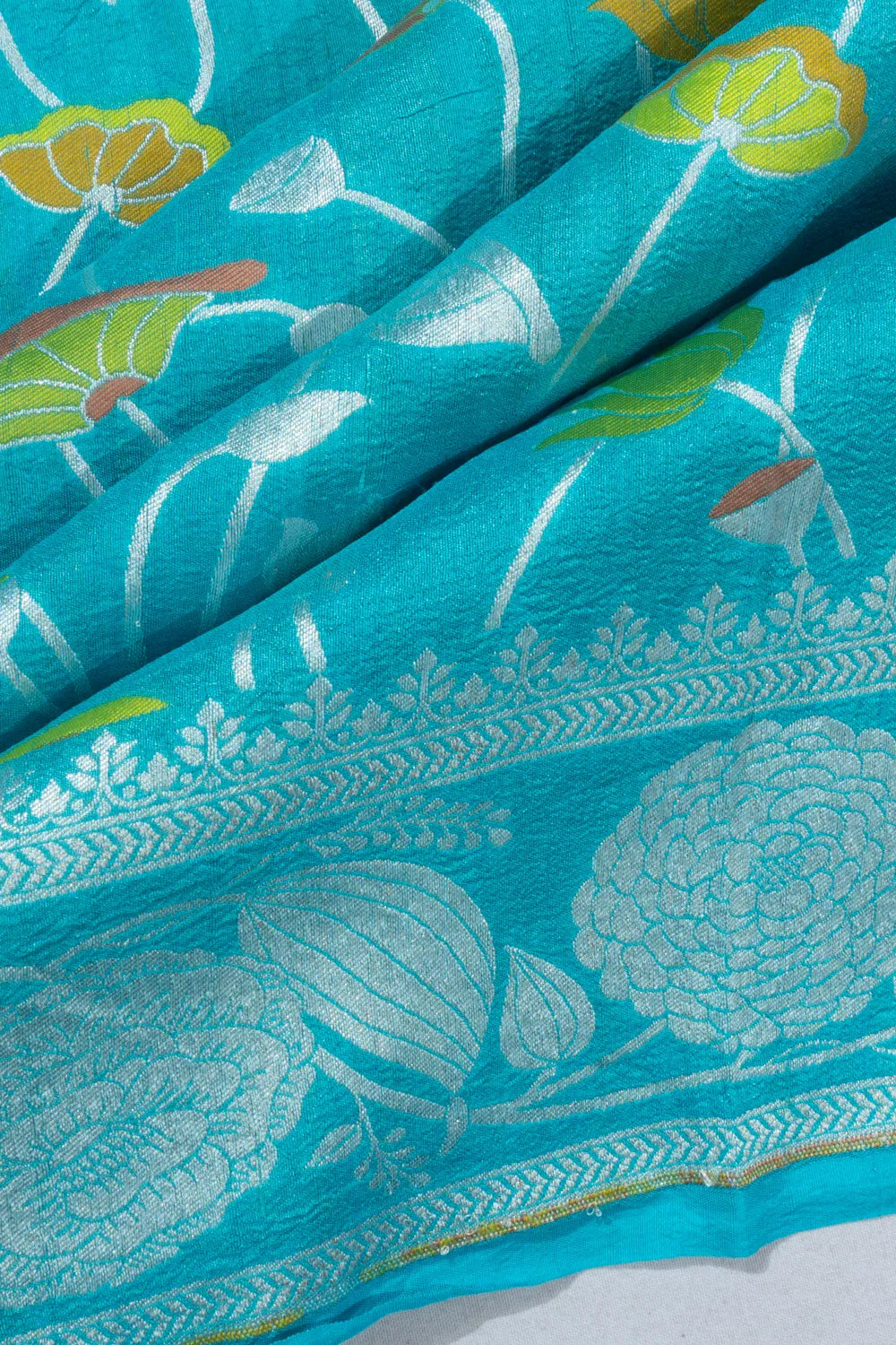 Banarasi Tussar Georgette Jaal Sky Blue Saree