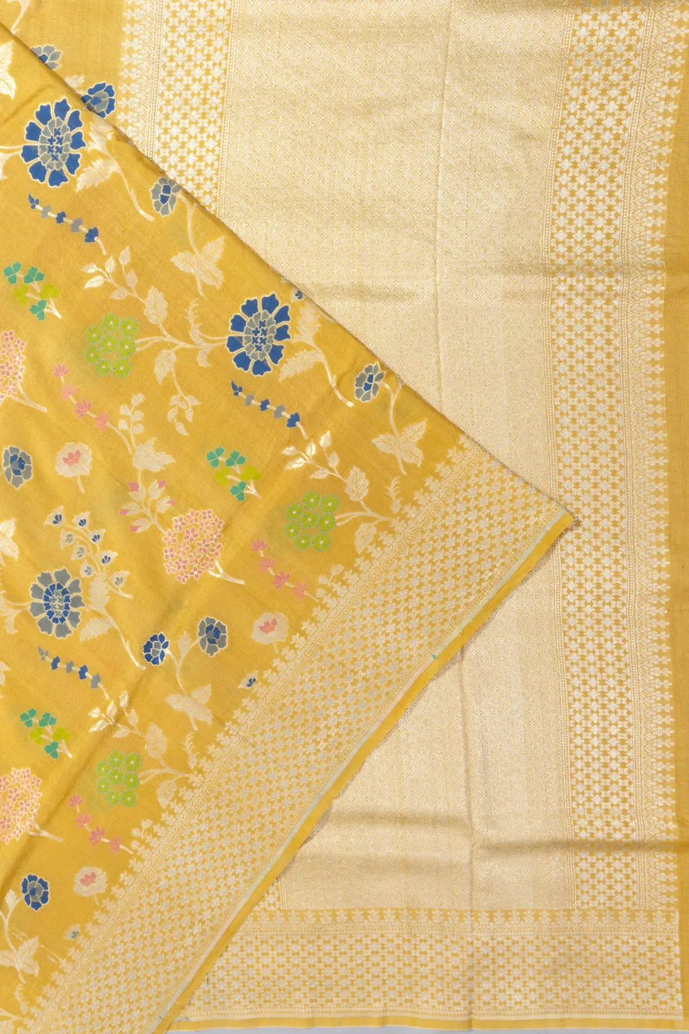 Banarasi Tussar Georgette Jaal Yellow Saree