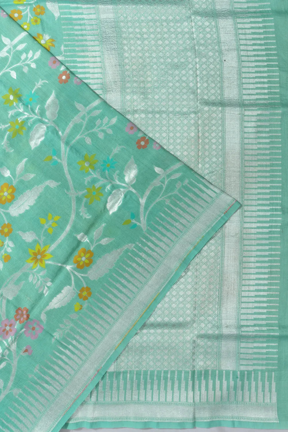 Banarasi Tussar Georgette Jaal Pastel Green Saree