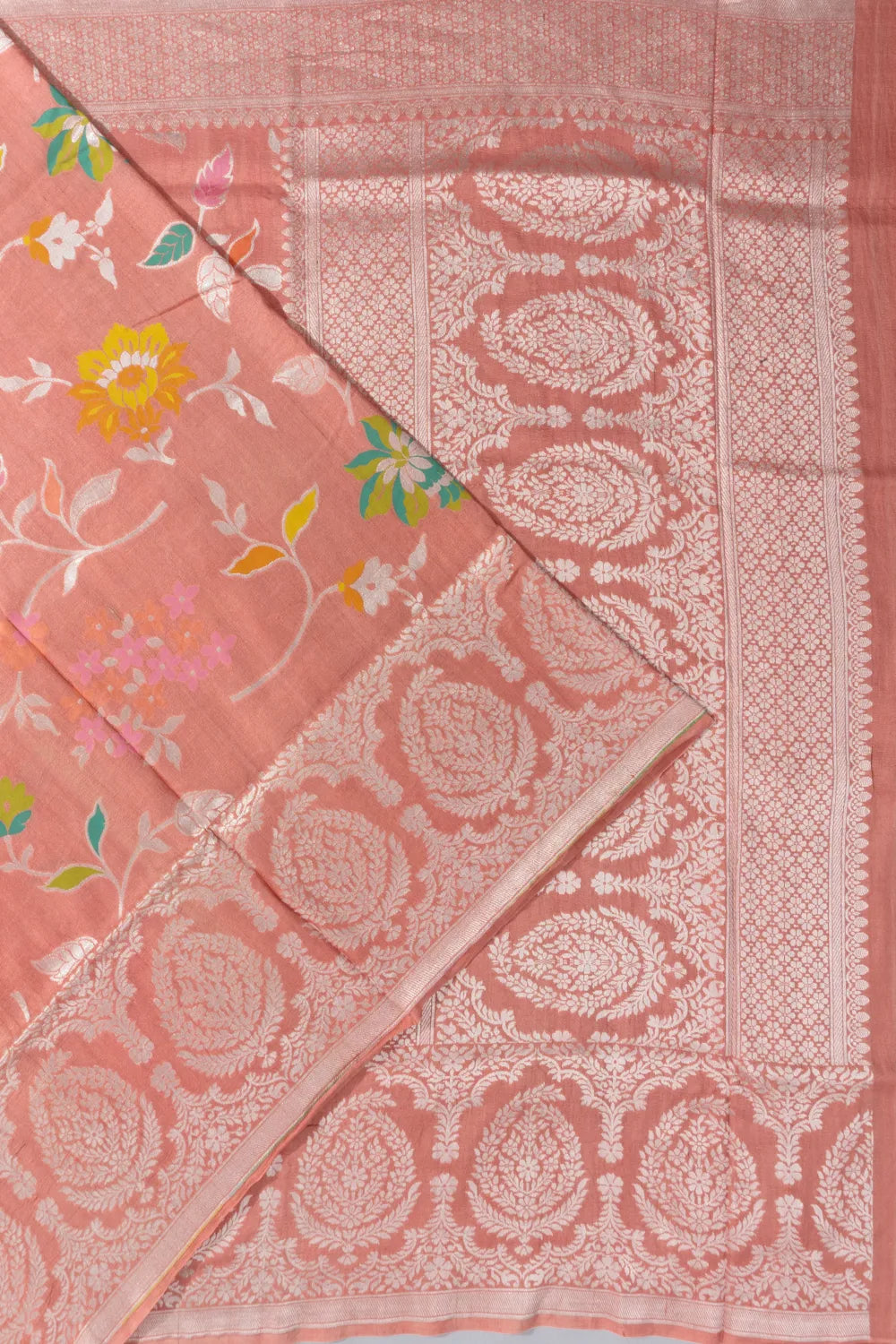 Banarasi Tussar Georgette Brocade Peach Saree