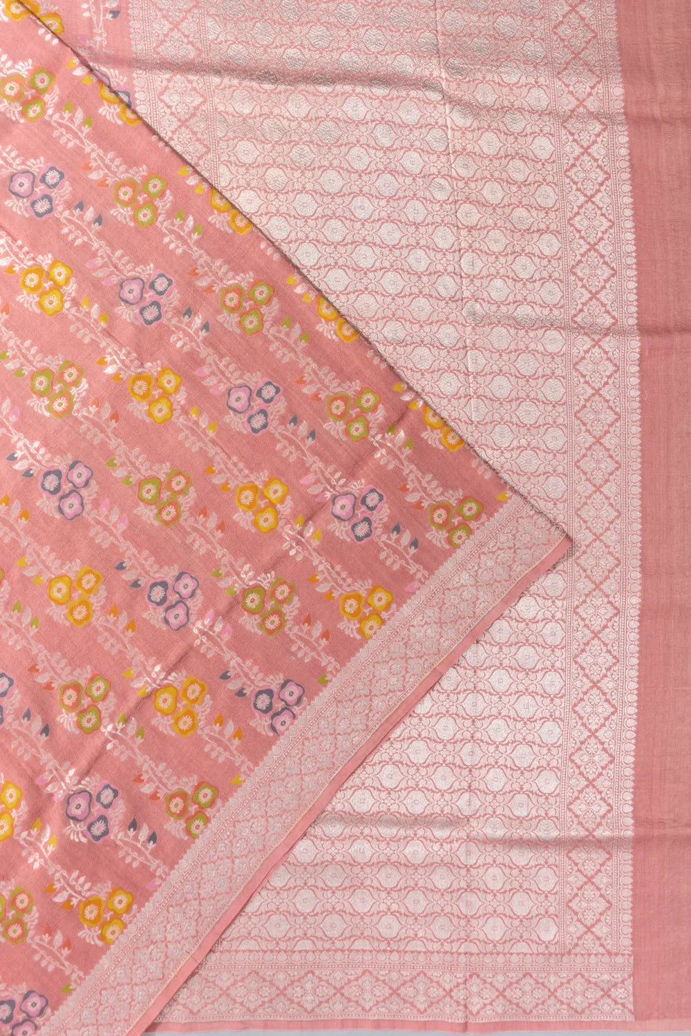 Banarasi Tussar Georgette Brocade Peach Saree