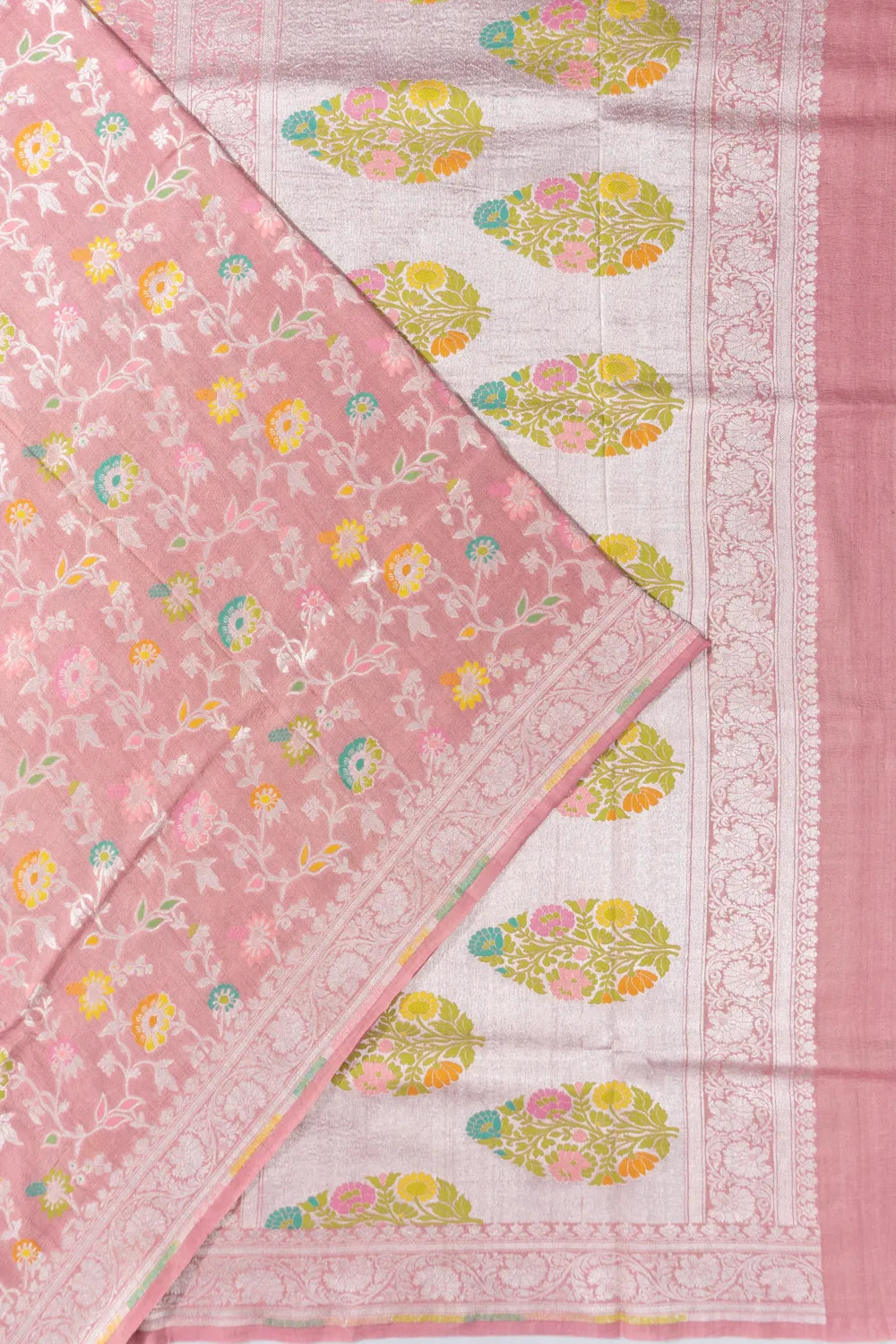 Banarasi Tussar Georgette Jaal Peach Saree