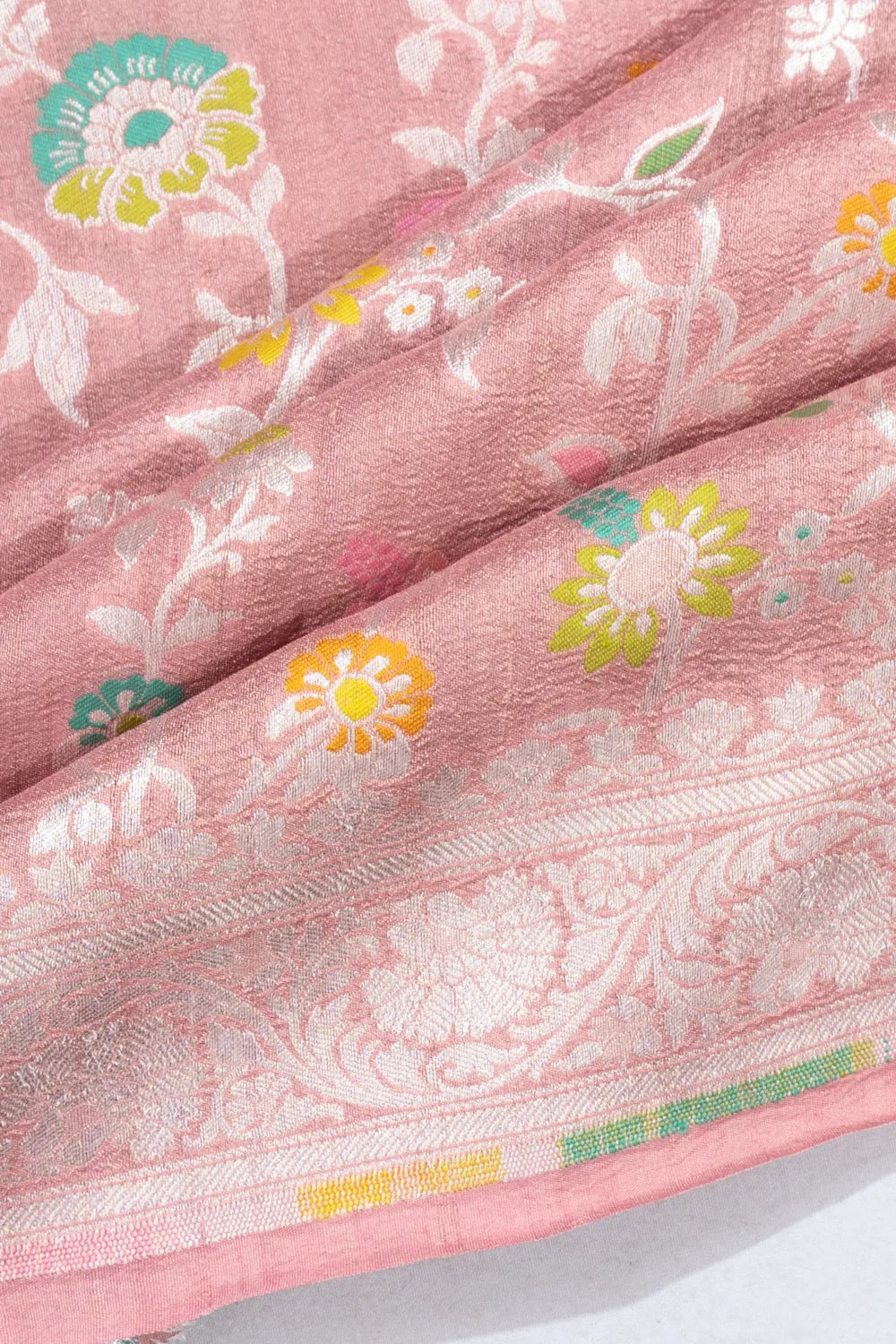 Banarasi Tussar Georgette Jaal Peach Saree