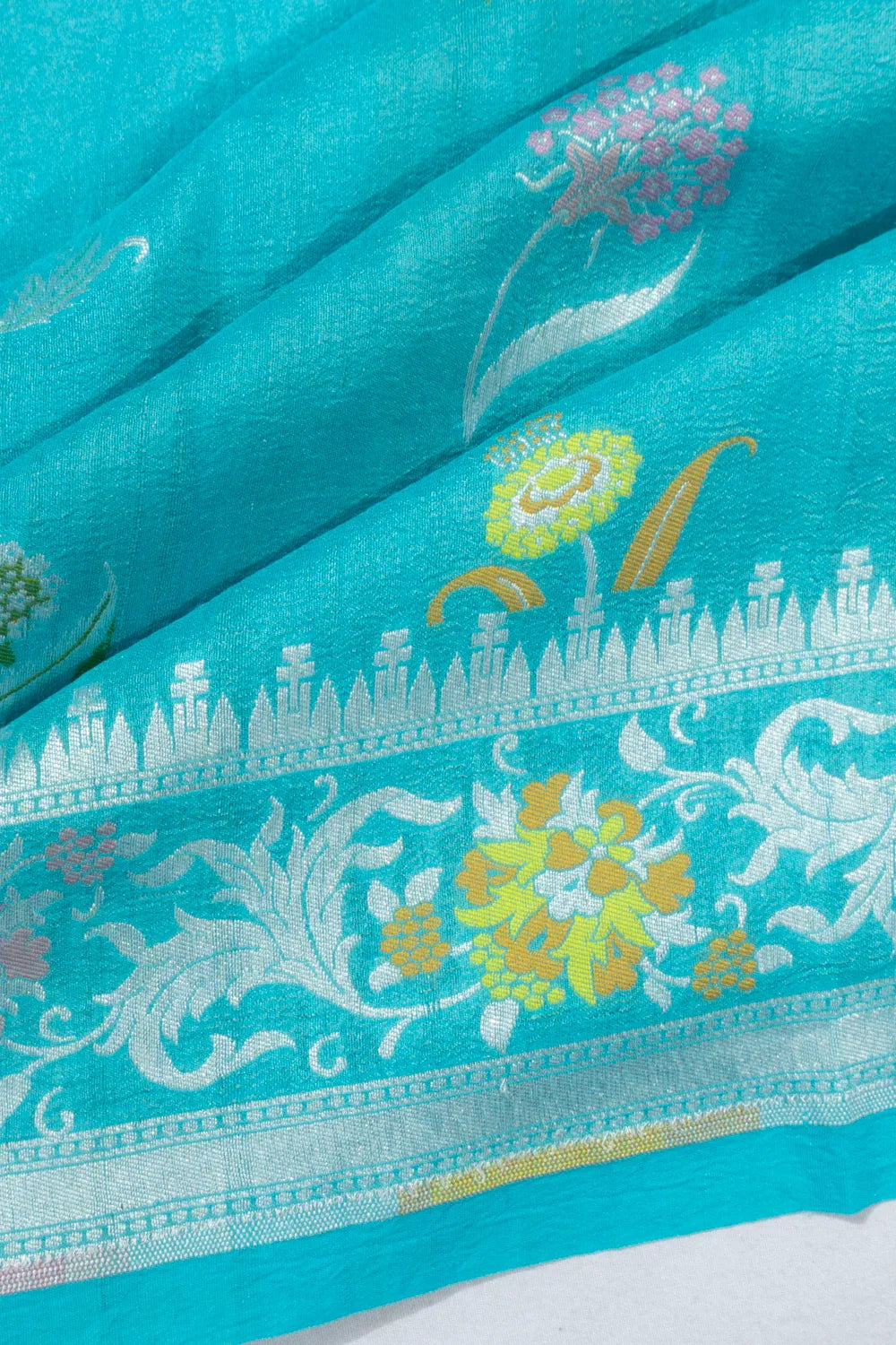Banarasi Tussar Georgette Brocade Sky Blue Saree