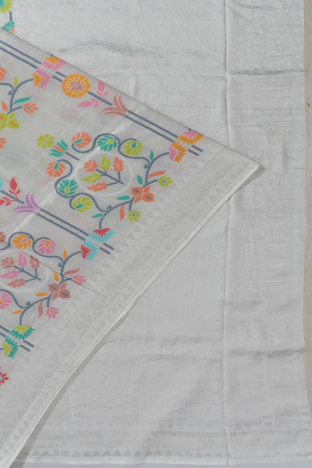 Banarasi Tussar Georgette Tissue Jaal White Saree