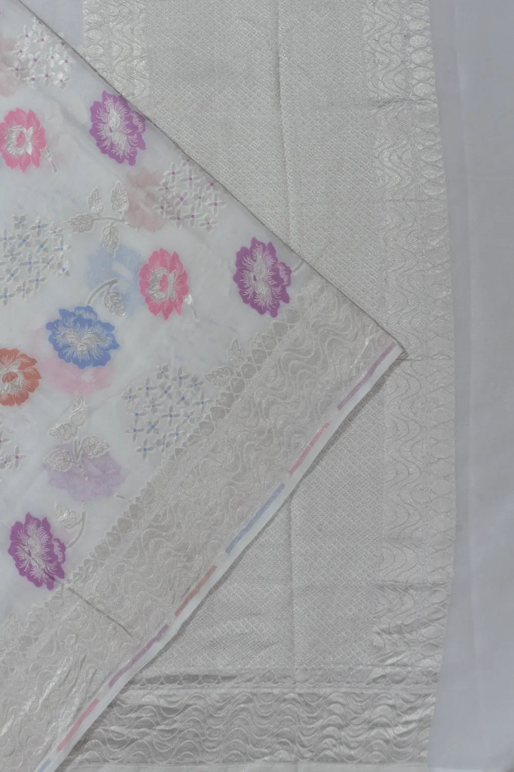 Banarasi Kora Organza Brocade White Saree