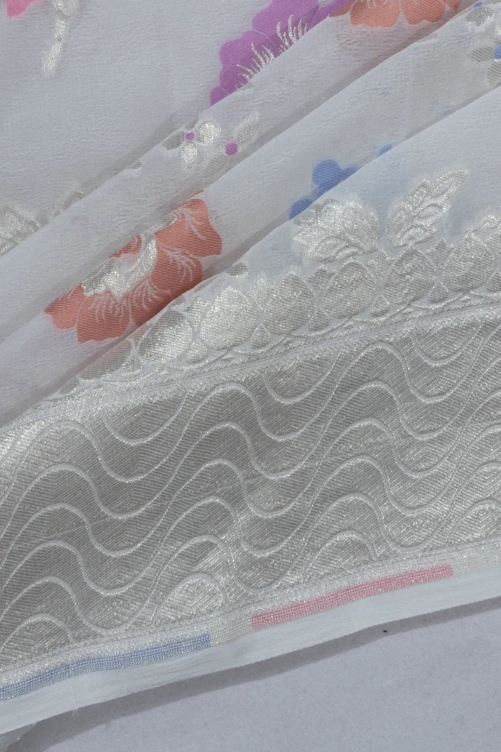 Banarasi Kora Organza Brocade White Saree