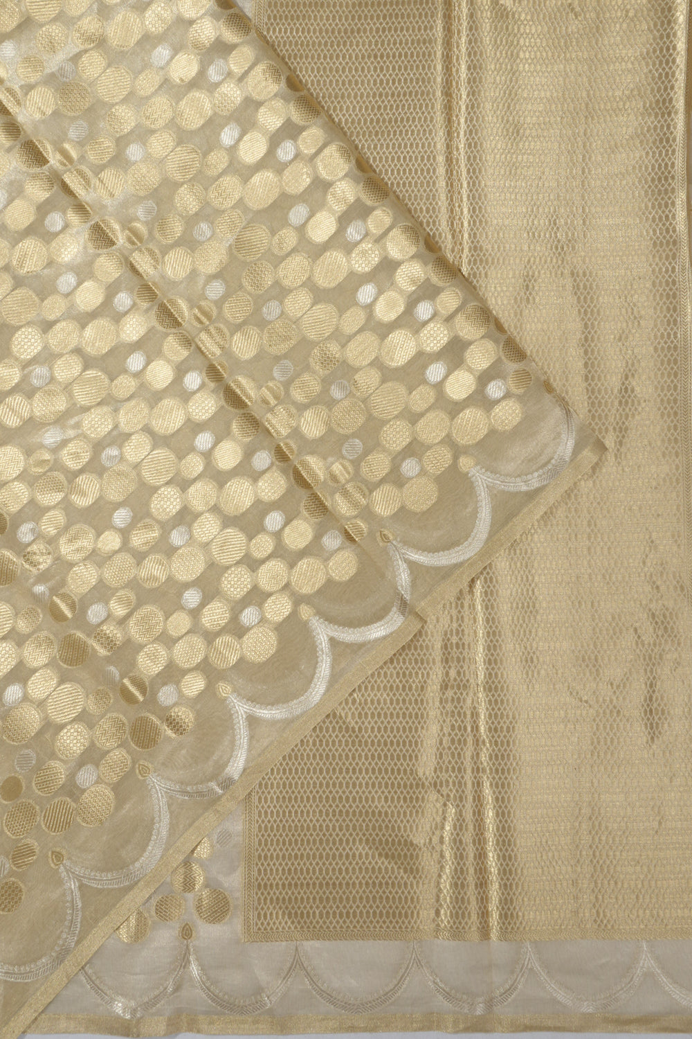 Banarasi Kora Organza Brocade Gold Saree