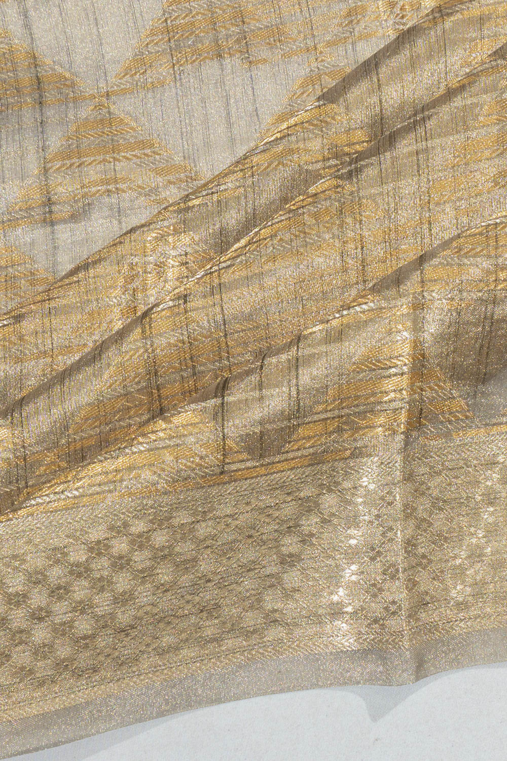 Banarasi Kora Organza Tissue Geometrical Brocade Grey Saree