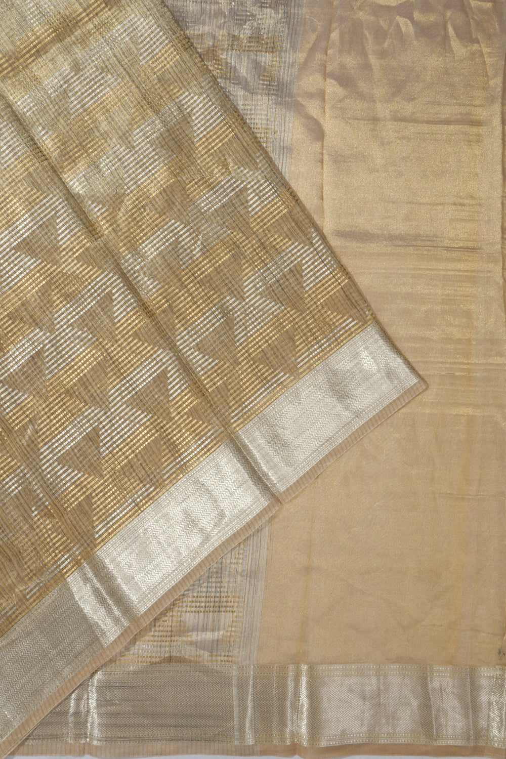 Banarasi Kora Organza Geometrical Brocade Gold Saree