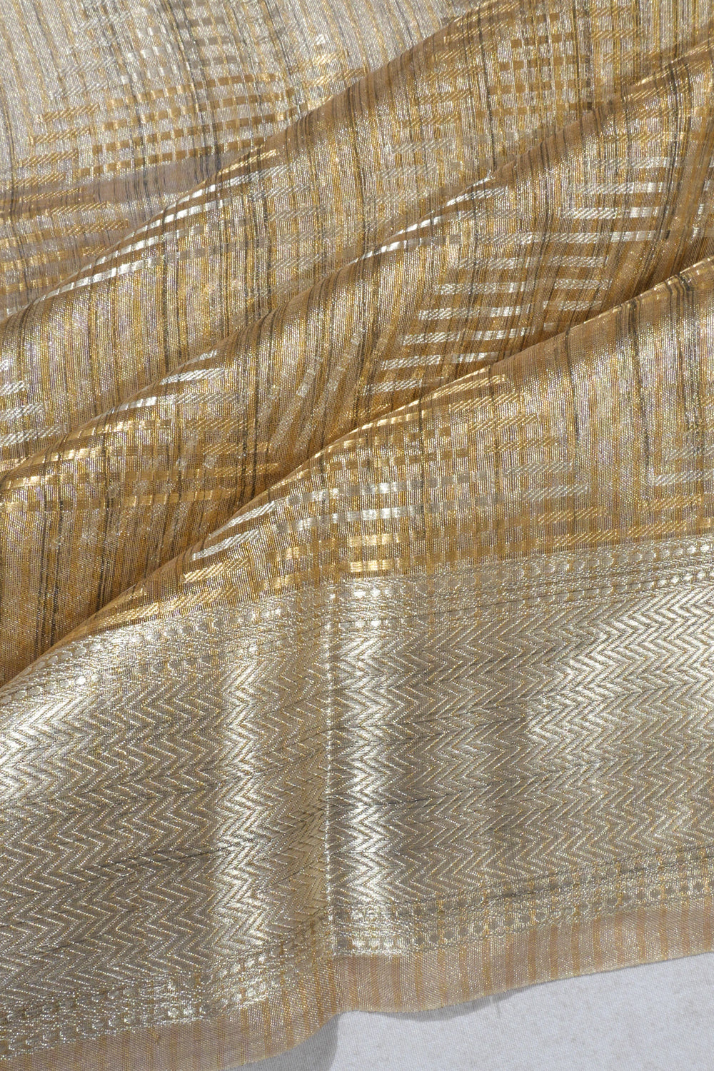 Banarasi Kora Organza Geometrical Brocade Gold Saree
