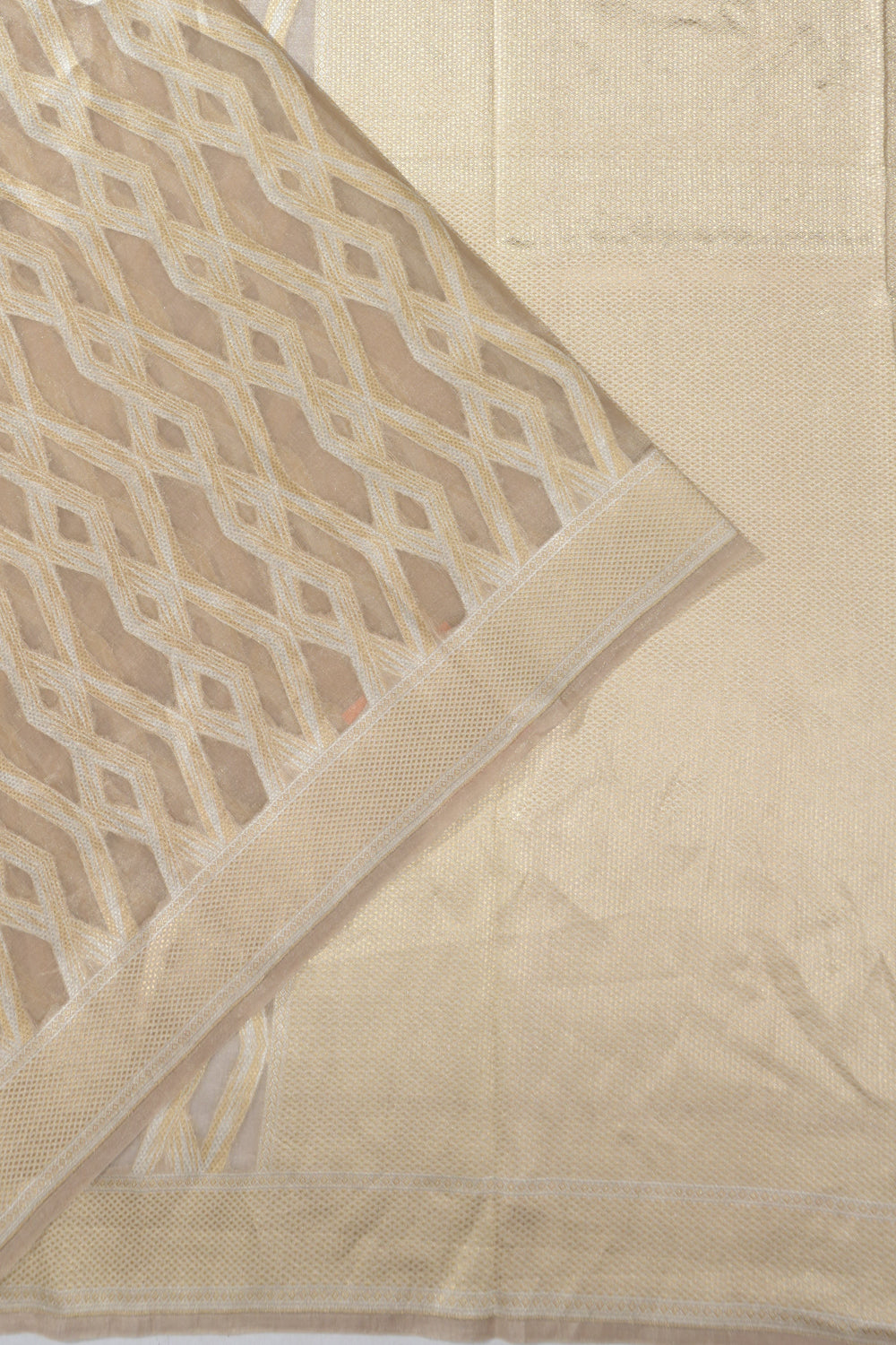 Banarasi Kora Organza Geometrical Brocade Gold Saree