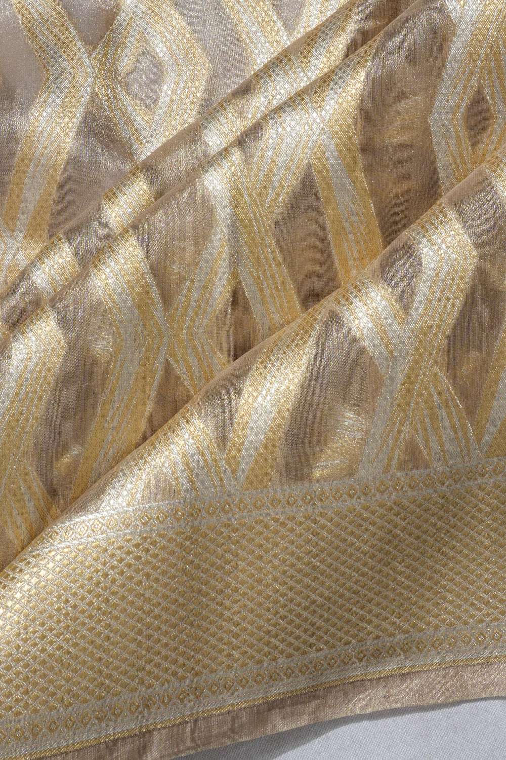 Banarasi Kora Organza Geometrical Brocade Gold Saree
