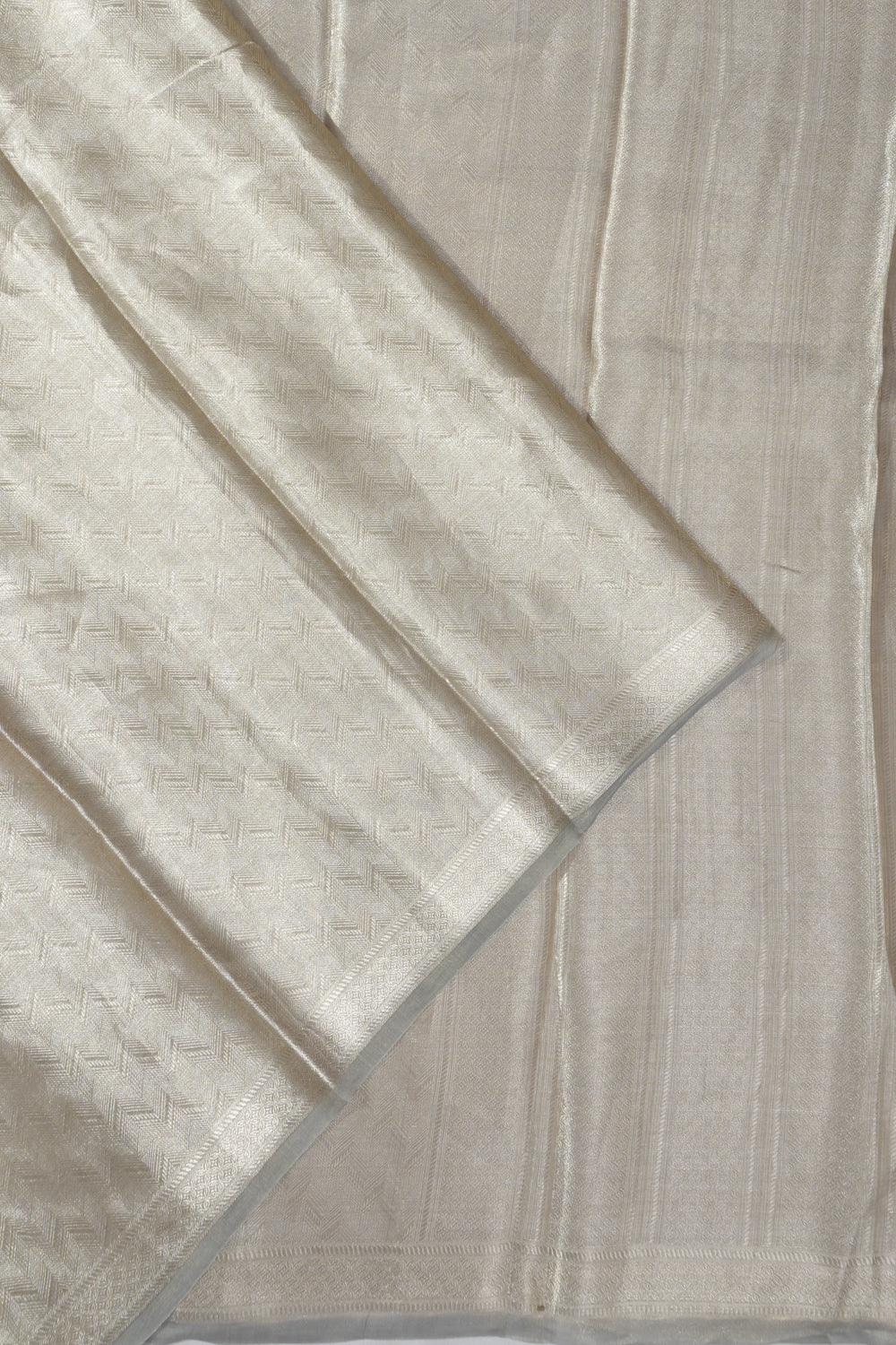 Banarasi Kora Organza Geometrical Brocade Silver Saree