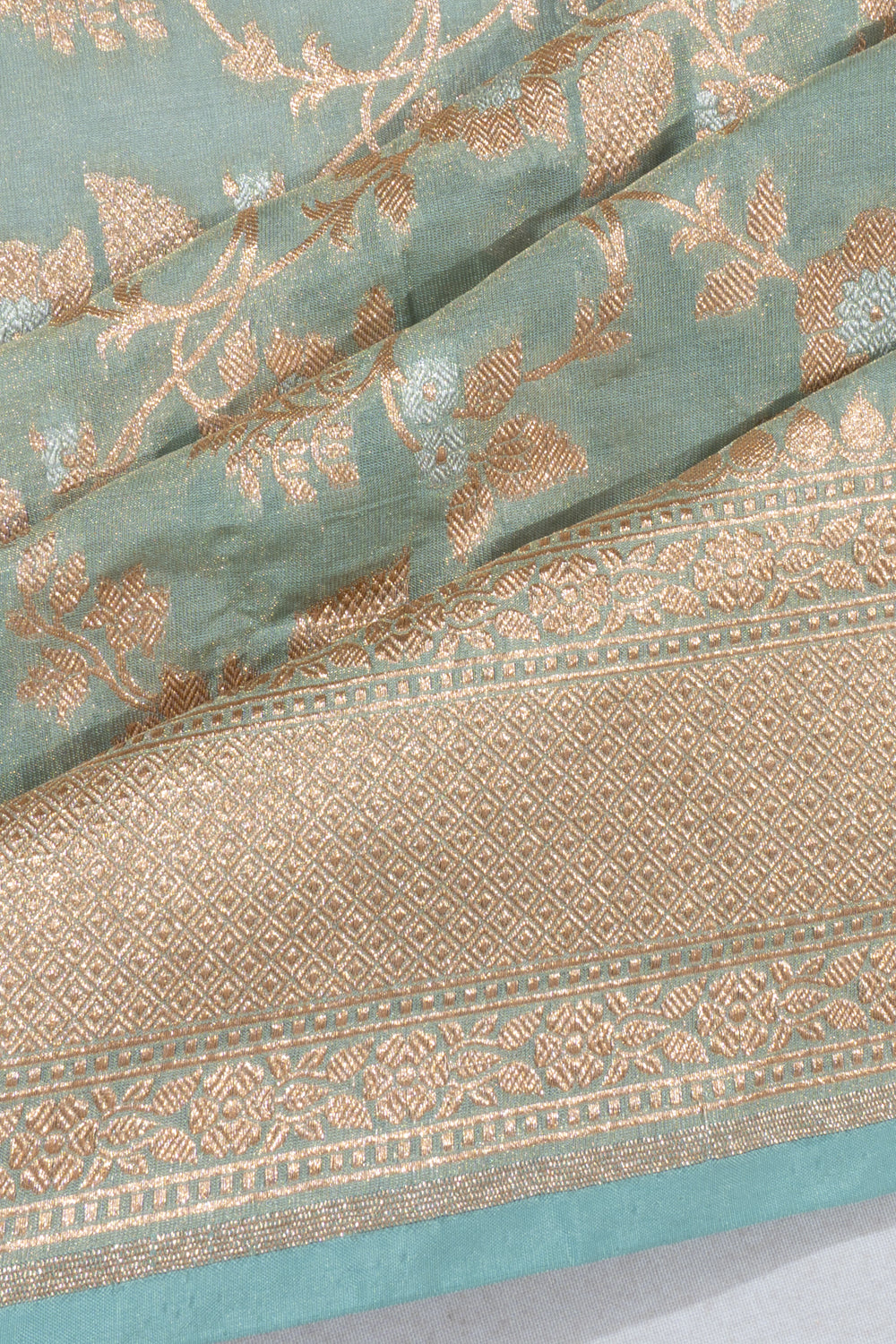 Banarasi Silk Tissue Brocade Pastel Green Saree