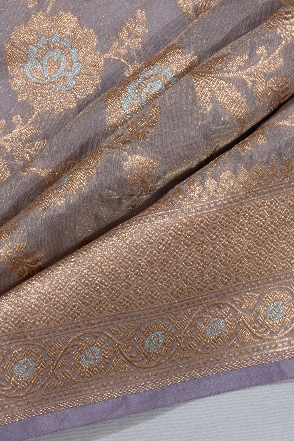 Banarasi Silk Tissue Jaal Lavender Saree